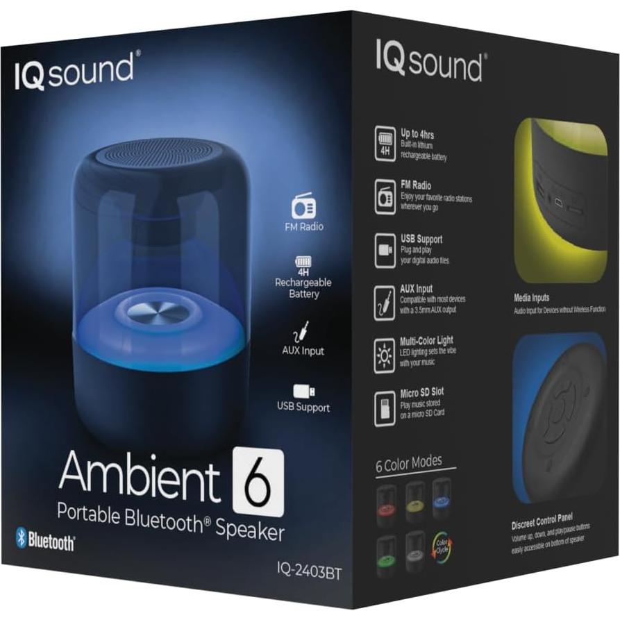 Altavoz Bluetooth Supersonic IQ-2403BT 5W con Luces y FM