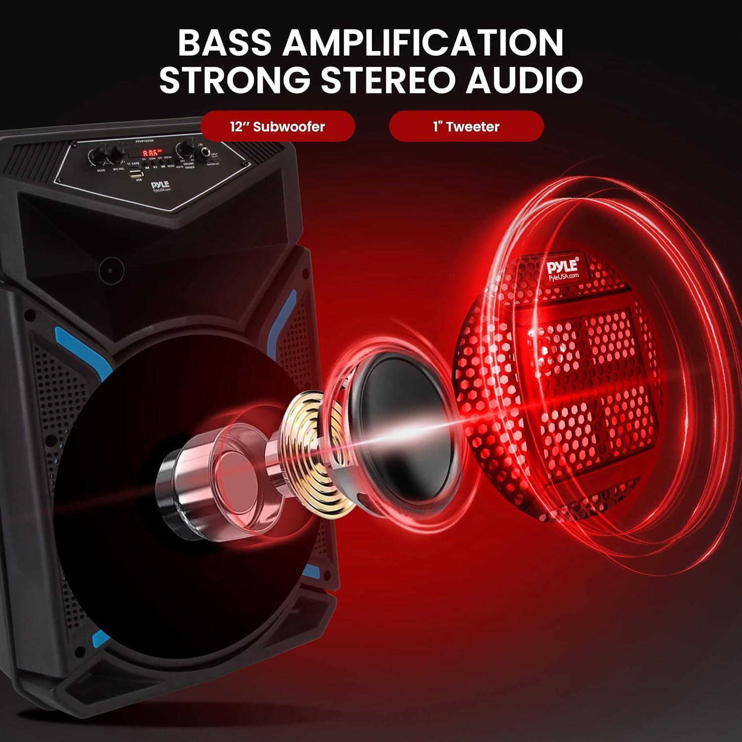 Altavoz PA Bluetooth Pyle PPHP122SM 800W con micrófono y luces