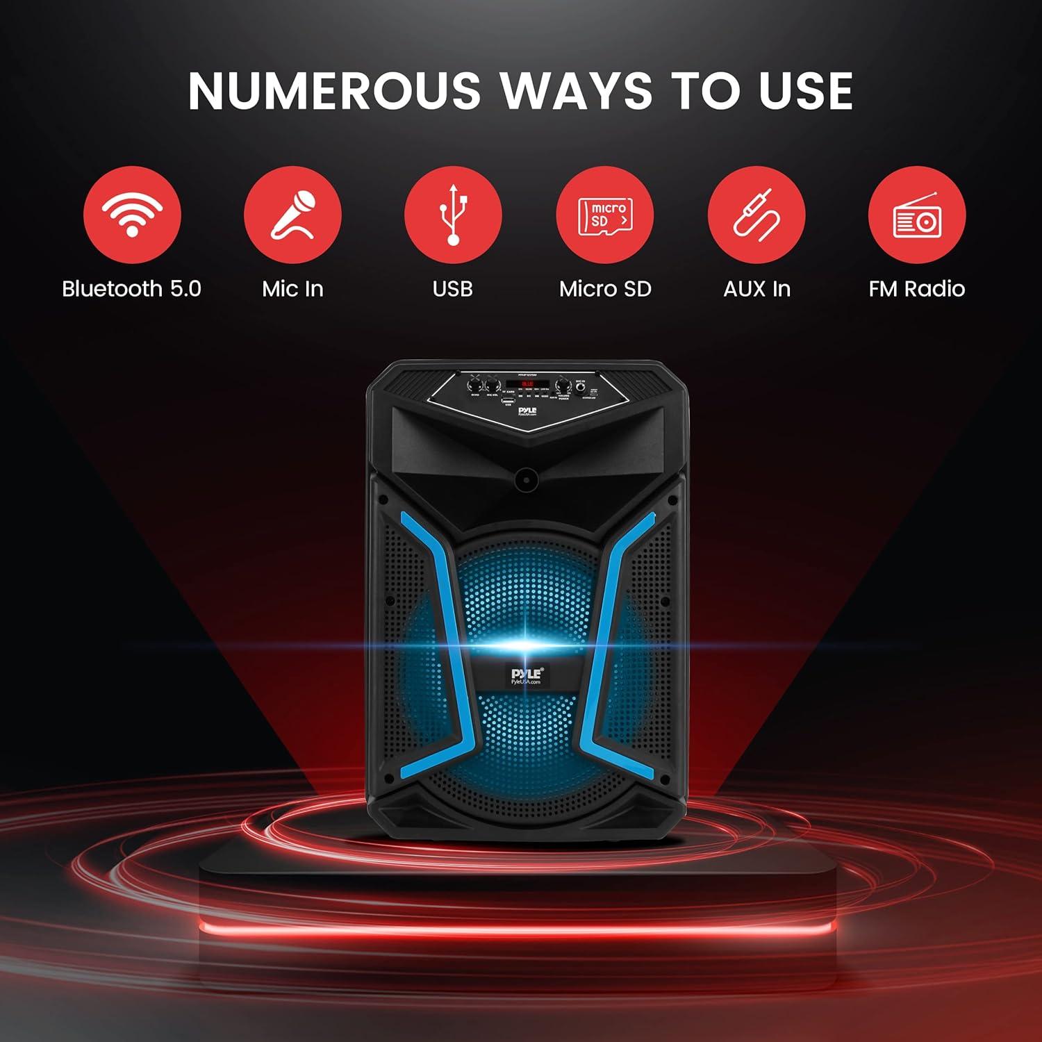 Altavoz PA Bluetooth Pyle PPHP122SM 800W con micrófono y luces