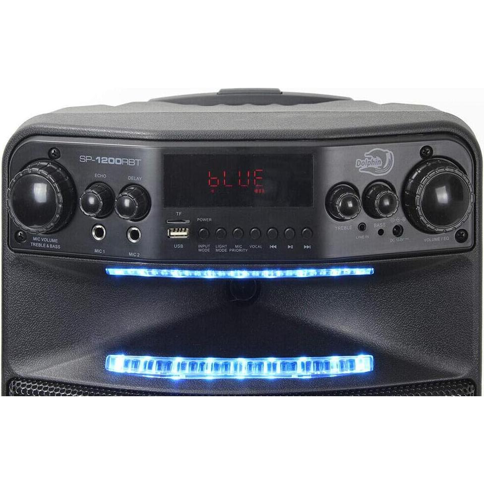 Altavoz Portátil Dolphin SP-1200RBT con Control Remoto y Luces LED
