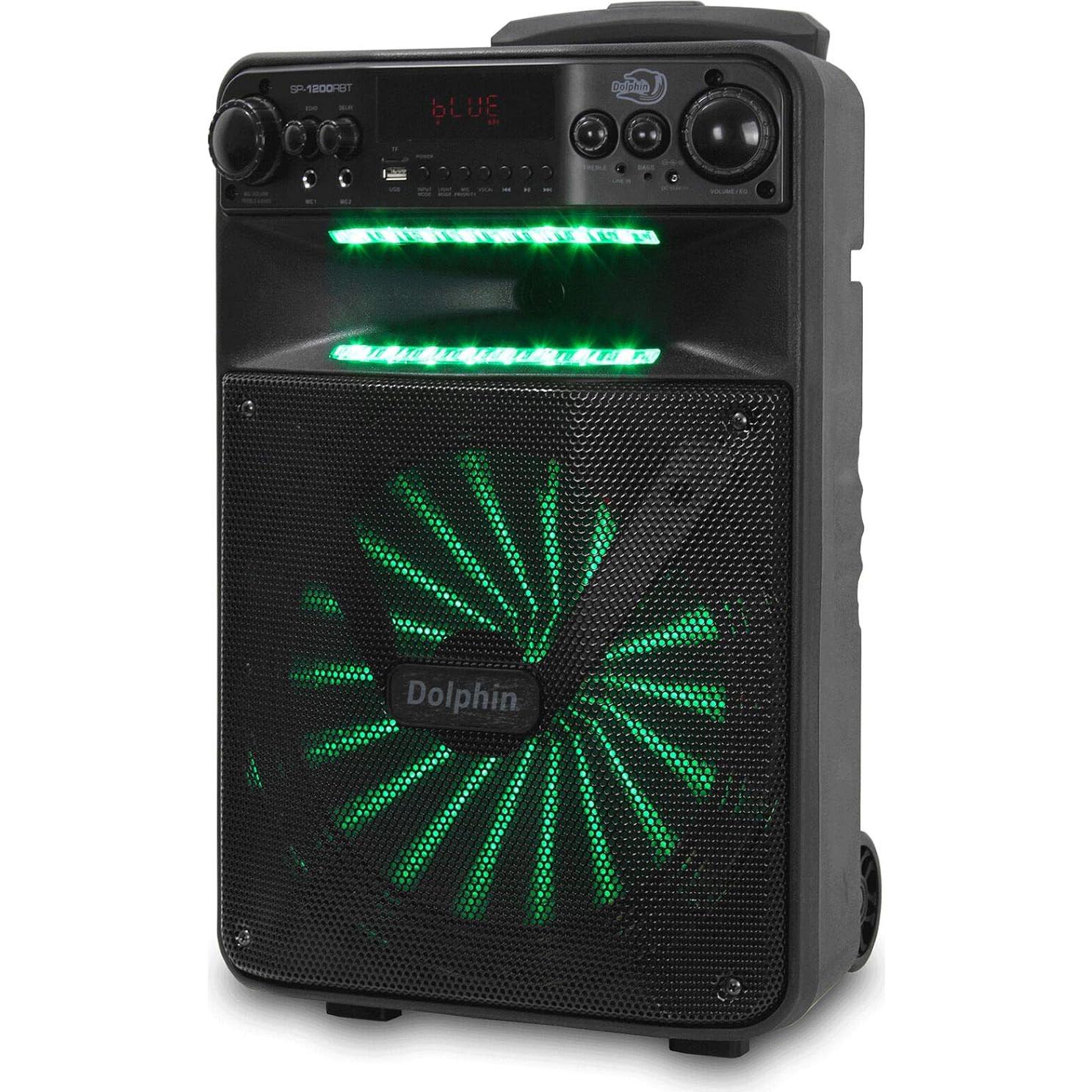 Altavoz Portátil Dolphin SP-1200RBT con Control Remoto y Luces LED