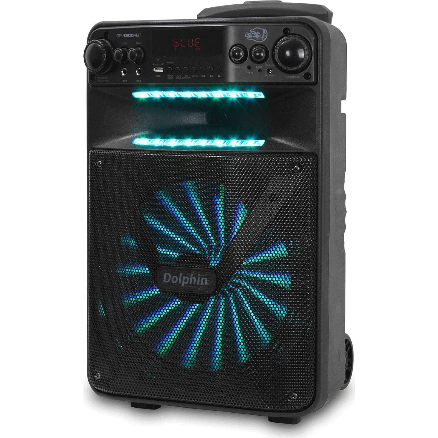 Altavoz Portátil Dolphin SP-1200RBT con Control Remoto y Luces LED