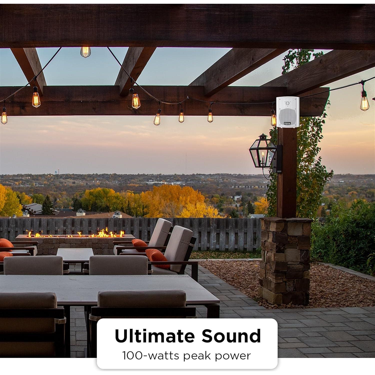 iHome IHSI-W400BT-PR-WHT Bluetooth 4" 100W Weatherproof Speakers, Indoor/Outdoor, Wall/Ceiling Mount, Surround Sound, Pair - Suitable for Home Parties