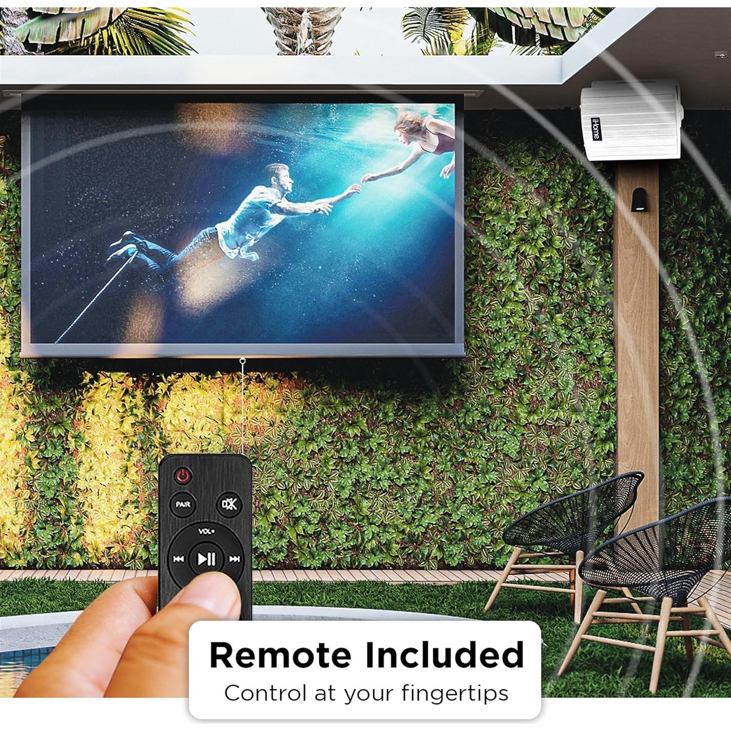 iHome IHSI-W400BT-PR-WHT Bluetooth 4" 100W Weatherproof Speakers, Indoor/Outdoor, Wall/Ceiling Mount, Surround Sound, Pair - Suitable for Home Parties