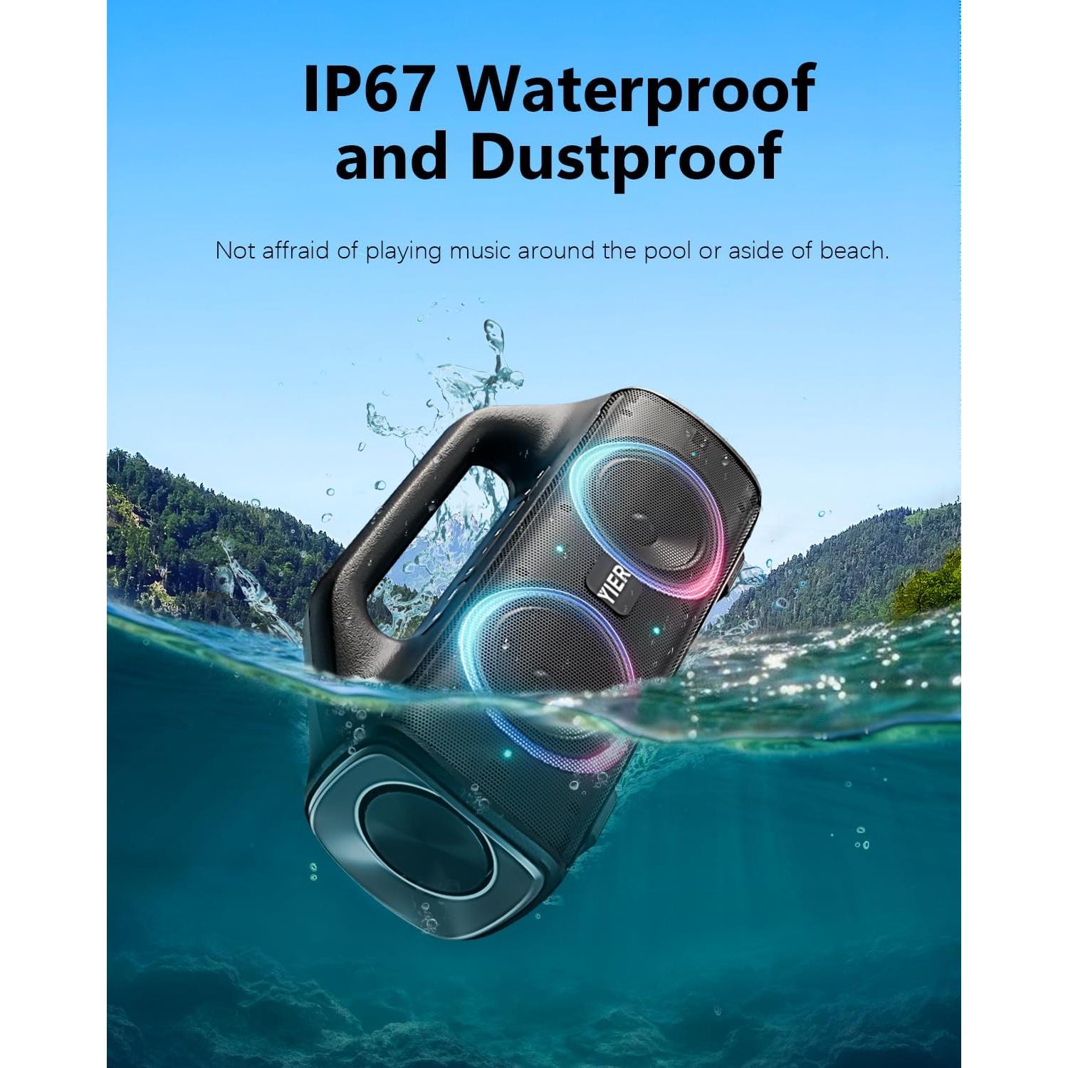 Powerful Portable Bluetooth Speaker with Deep Bass, IP67 Waterproof, TWS Stereo Pairing, Wireless Bluetooth 5.3, Ideal Speakers for Outdoor, Parties, Beach, Camping, and Travel