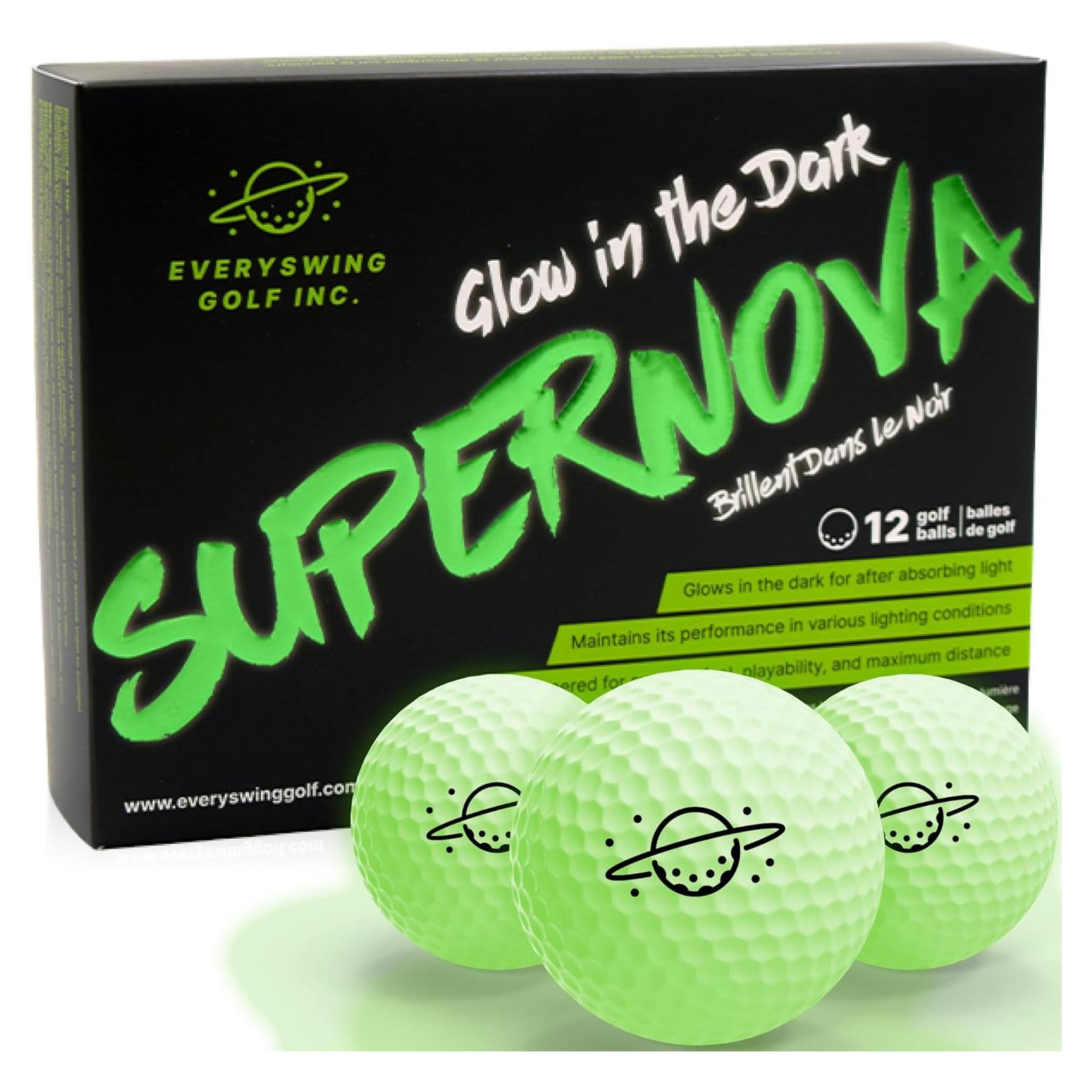 Bolas de Golf Supernova Glow - 12 Unidades Brillantes para Noche