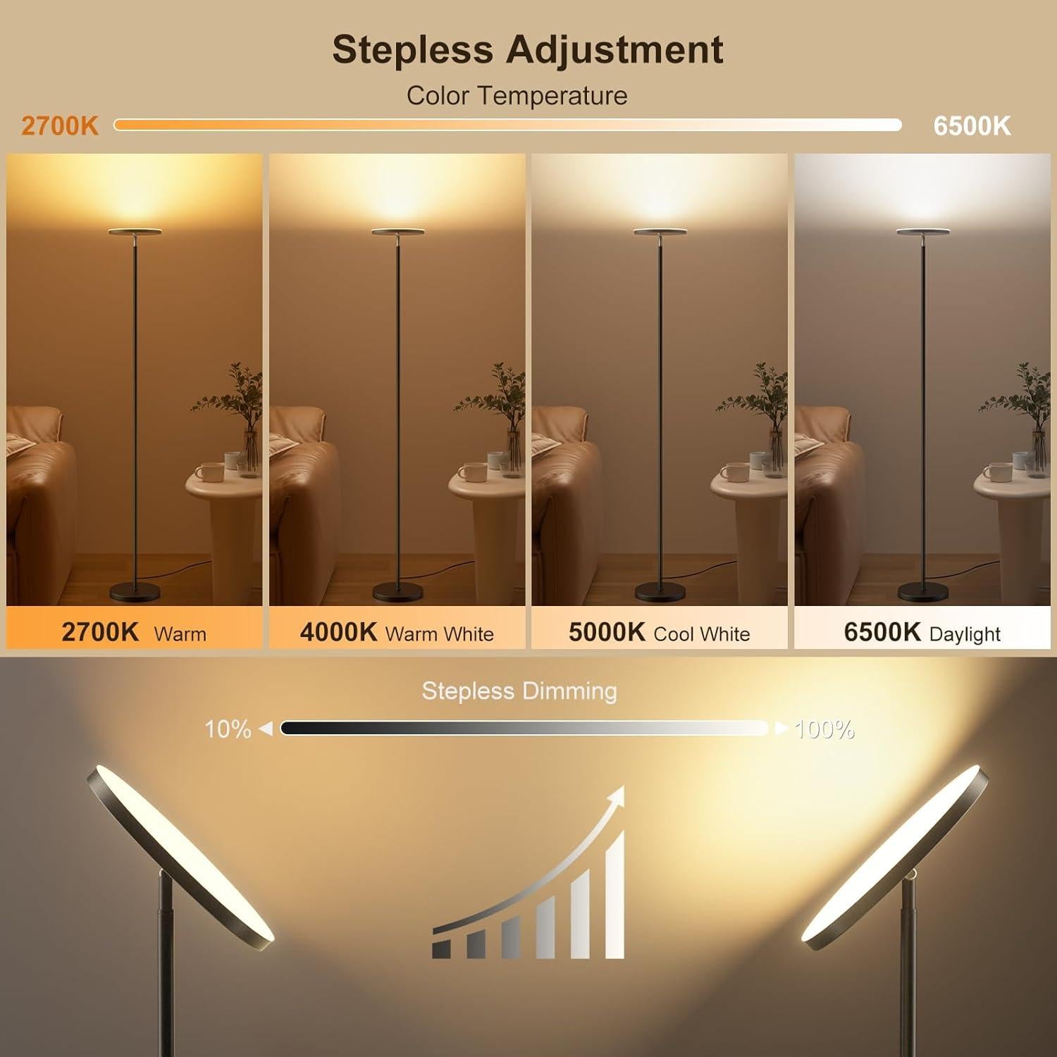 Lámpara de pie LED FULSUNT RGB 32W 3200LM con control remoto