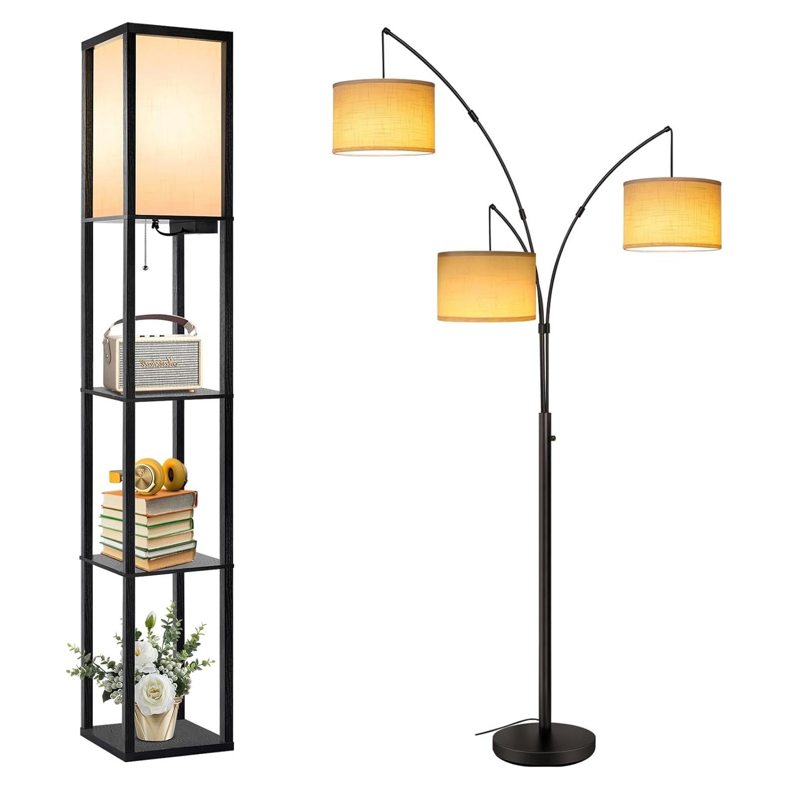 Lámpara de Pie Led Arco OUTON 3 Luces Moderna Negra 205 cm