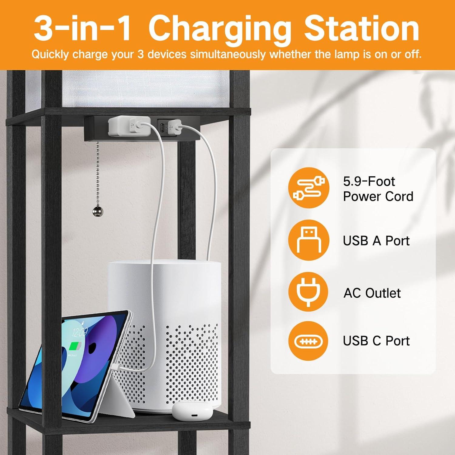 Lámpara de Pie Led Arco OUTON 3 Luces Moderna Negra 205 cm