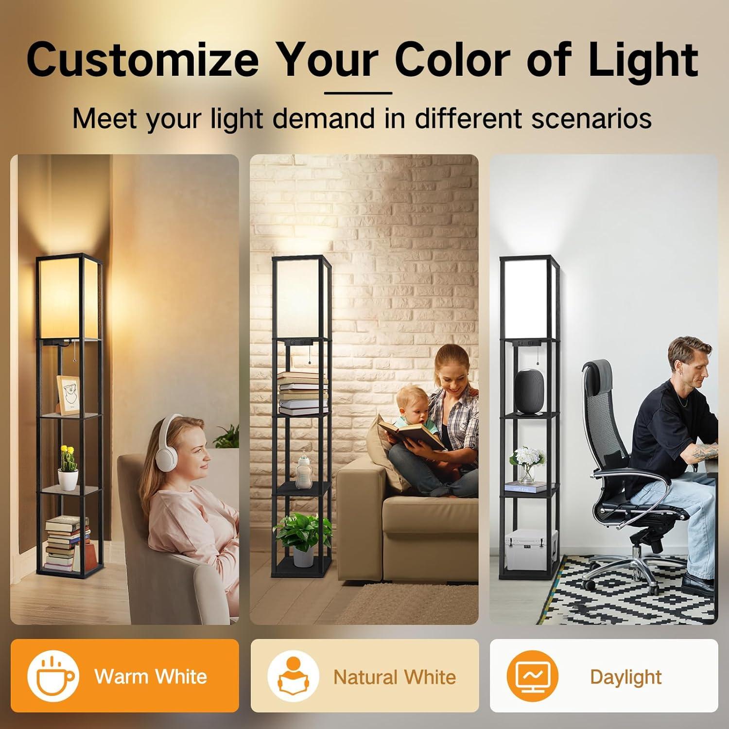 Lámpara de Pie Led Arco OUTON 3 Luces Moderna Negra 205 cm