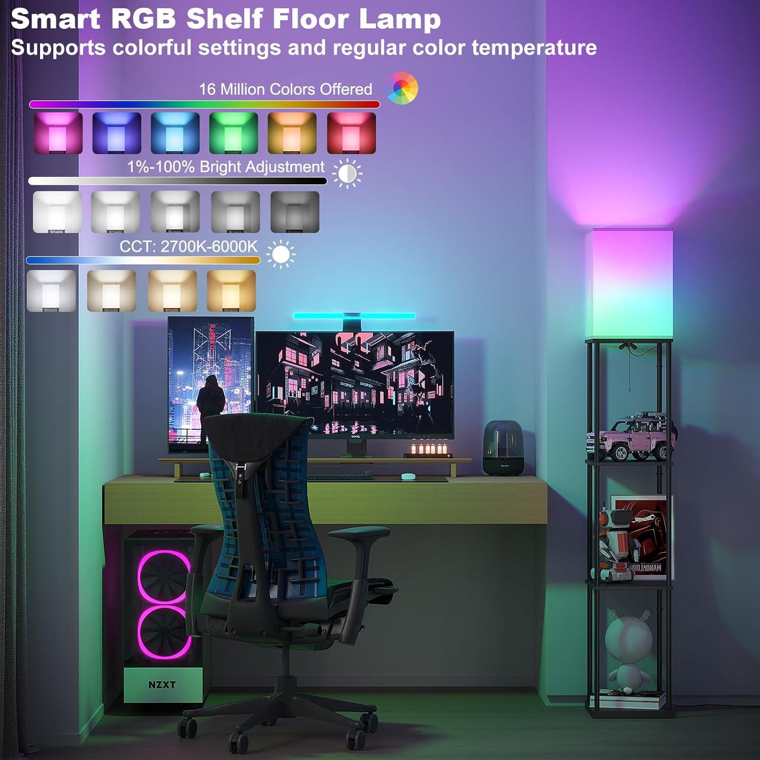 Lámpara de Pie SUNMORY RGB con Estantes y Control APP