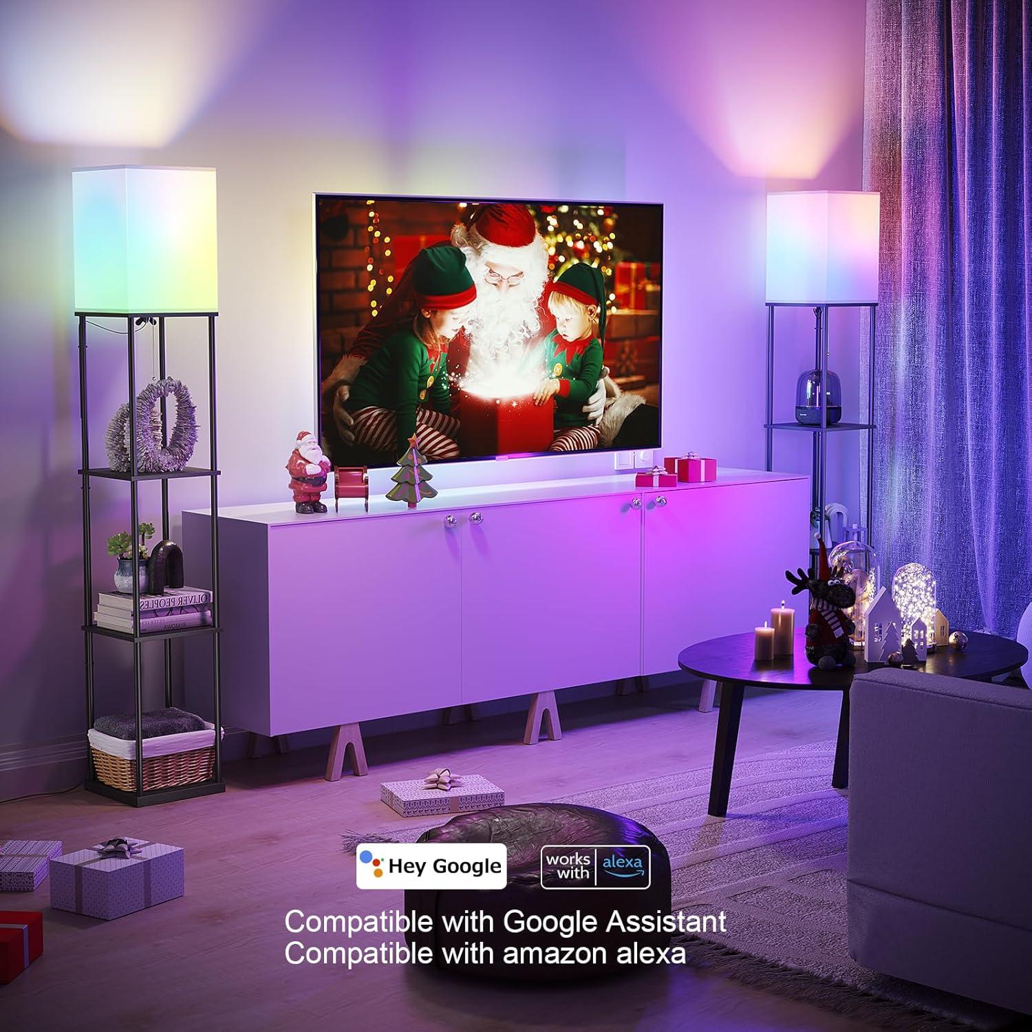 Lámpara de Pie SUNMORY RGB con Estantes y Control APP
