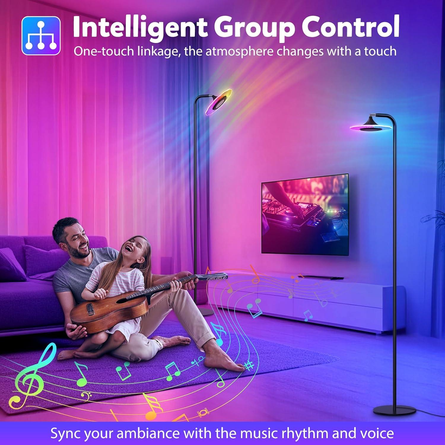 Lámpara de Piso LED RGB Inteligente HANDSONIC 175 cm Control APP