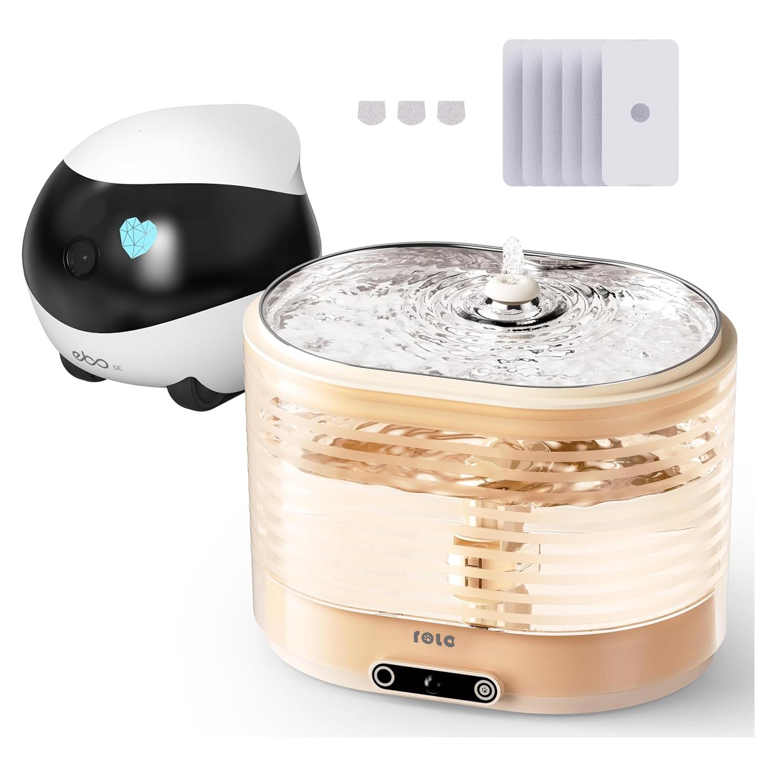 Enabot EBO SE 1080P Camera Robot + ROLA Smart Cordless Cat Water Fountain + ROLA Replacment Filters