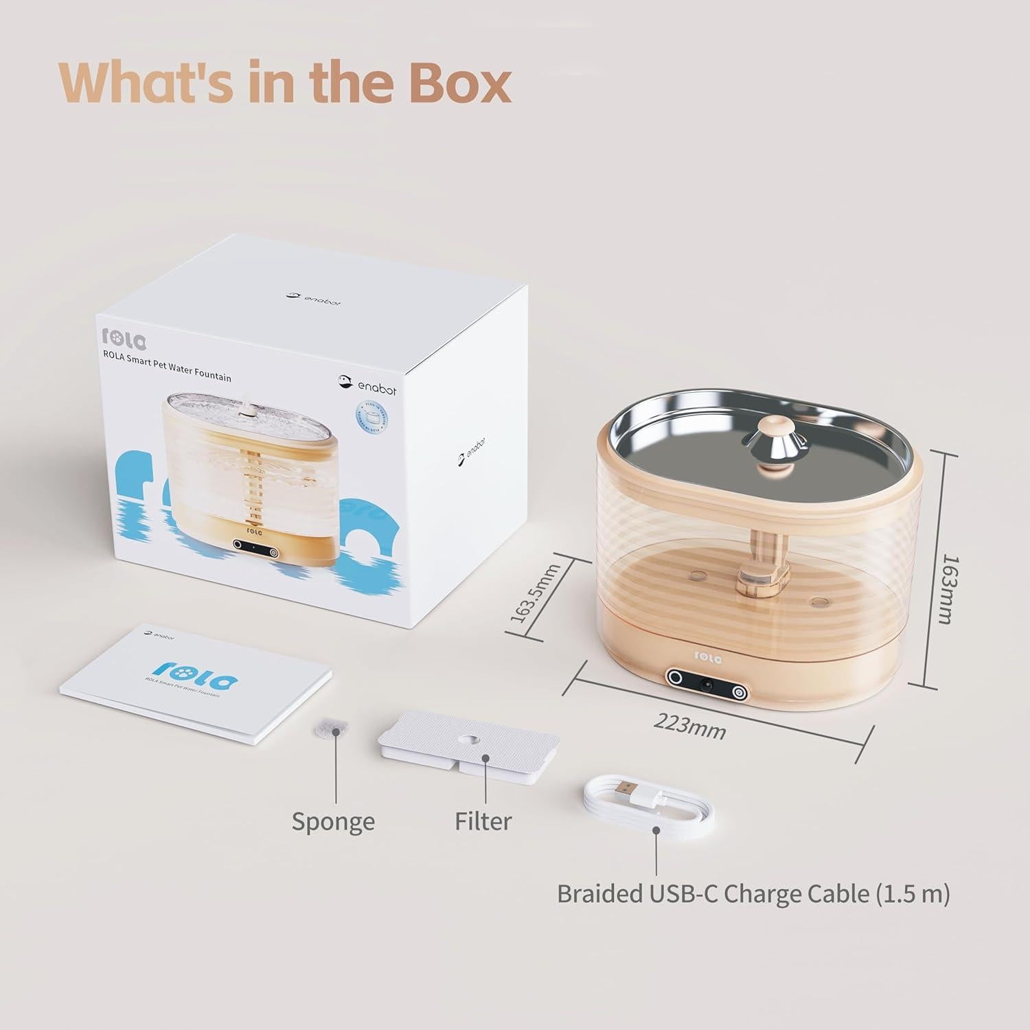 Enabot EBO SE 1080P Camera Robot + ROLA Smart Cordless Cat Water Fountain + ROLA Replacment Filters