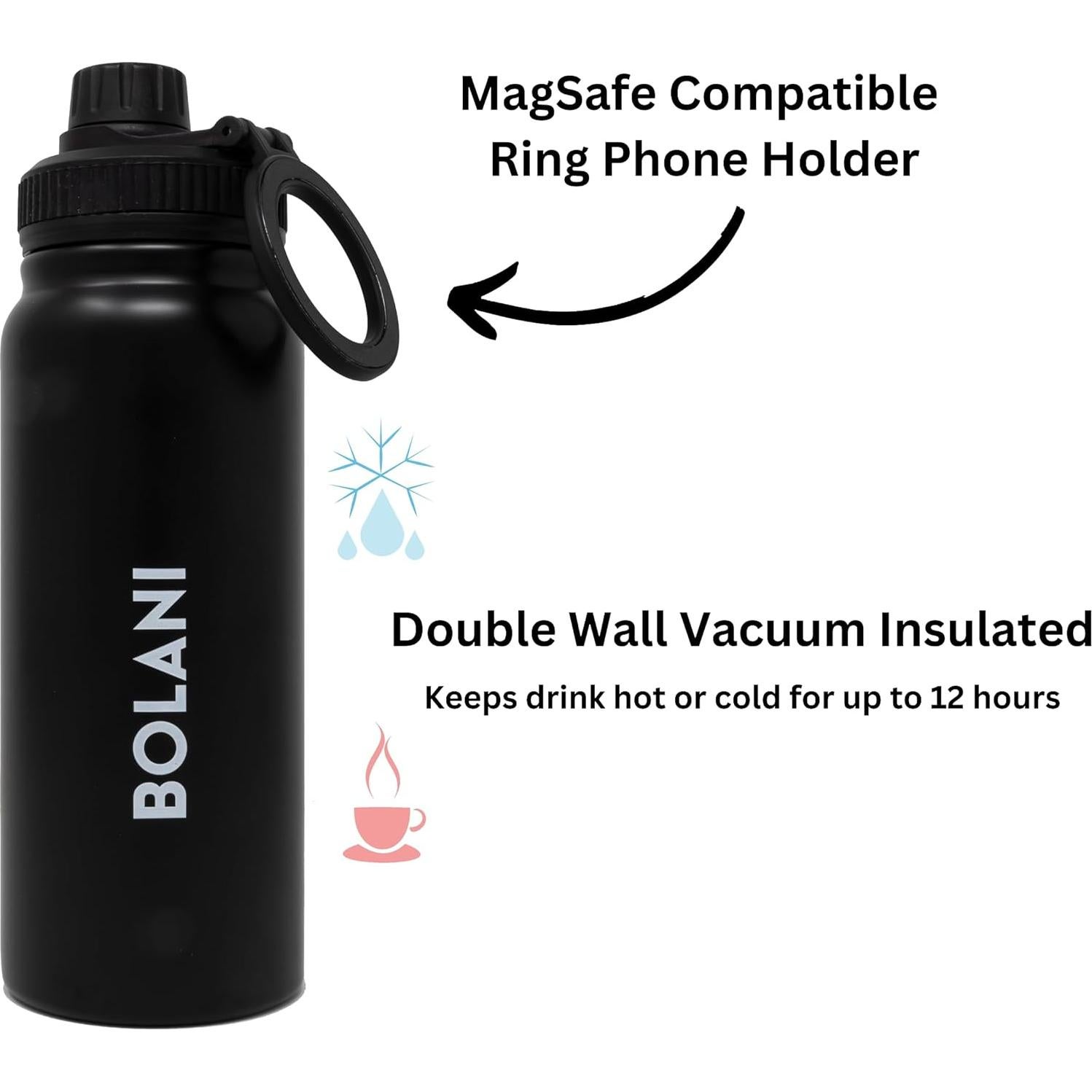 Botella de Agua Acero Inoxidable Bolani 0.71 L MagSafe Negro