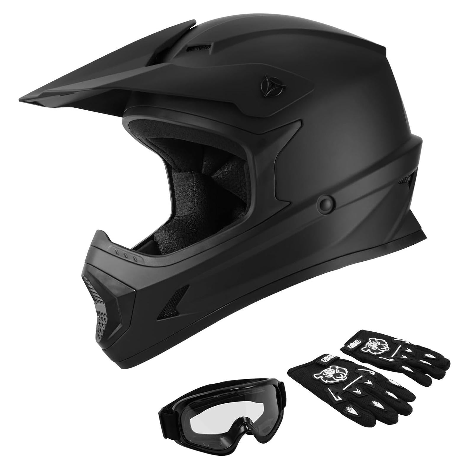Casco SLMOTO DOT para Jóvenes Motocross Negro Mate Grande