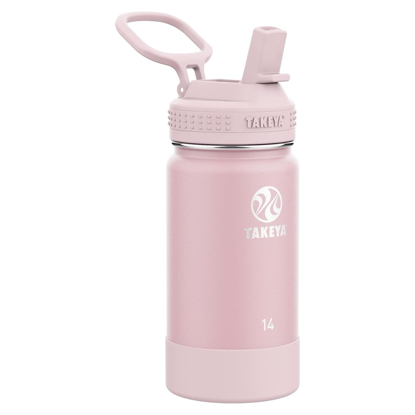 Botella de Agua Takeya Actives Kids 414 ml Rosa con Tapa de Popote