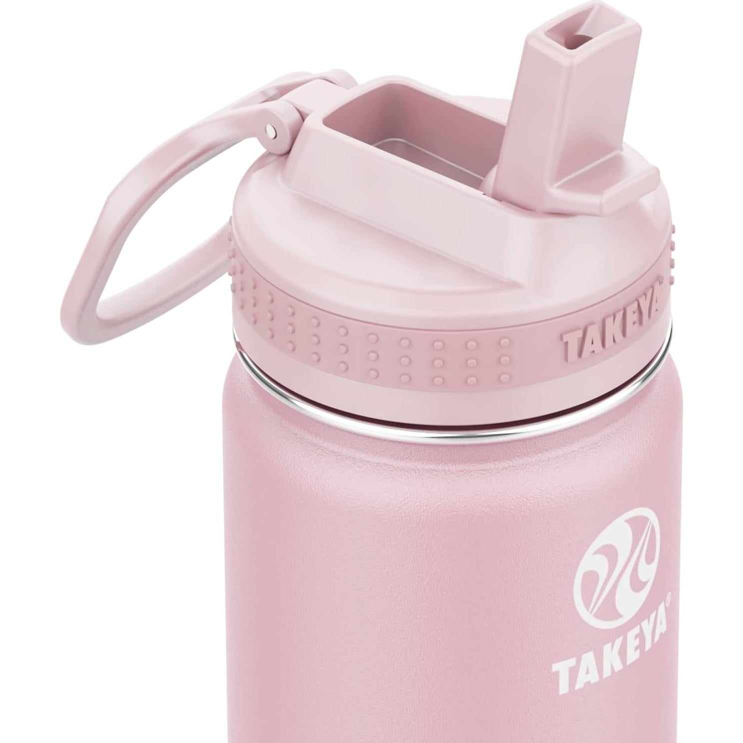 Botella de Agua Takeya Actives Kids 414 ml Rosa con Tapa de Popote