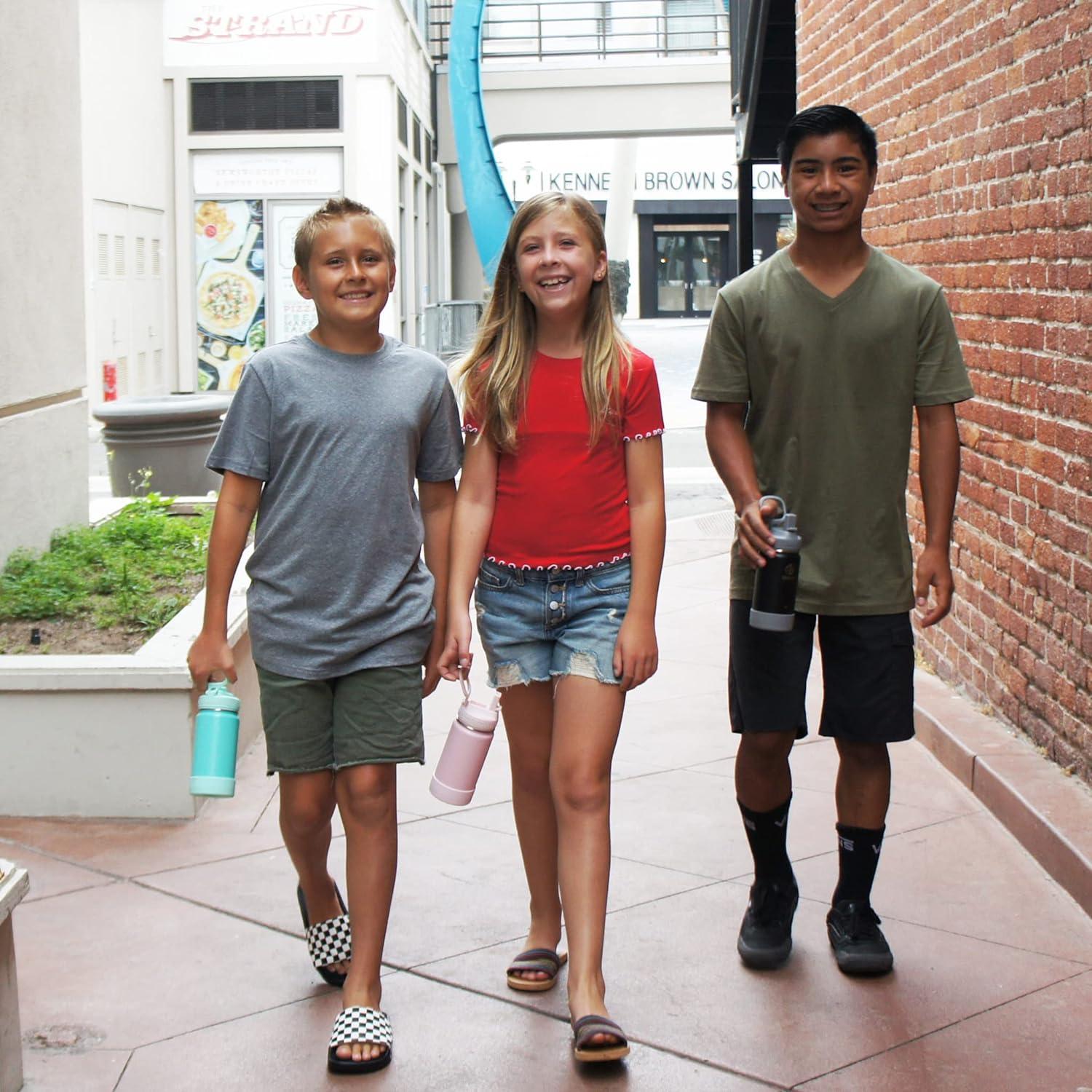 Botella de Agua Takeya Actives Kids 414 ml Rosa con Tapa de Popote