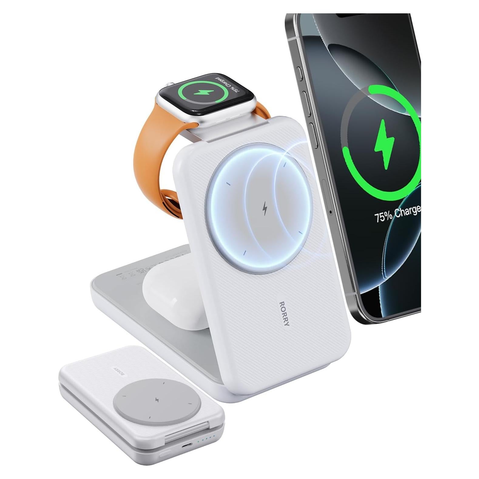 Cargador Portátil RORRY 3 en 1 10000mAh para iPhone y Apple Watch