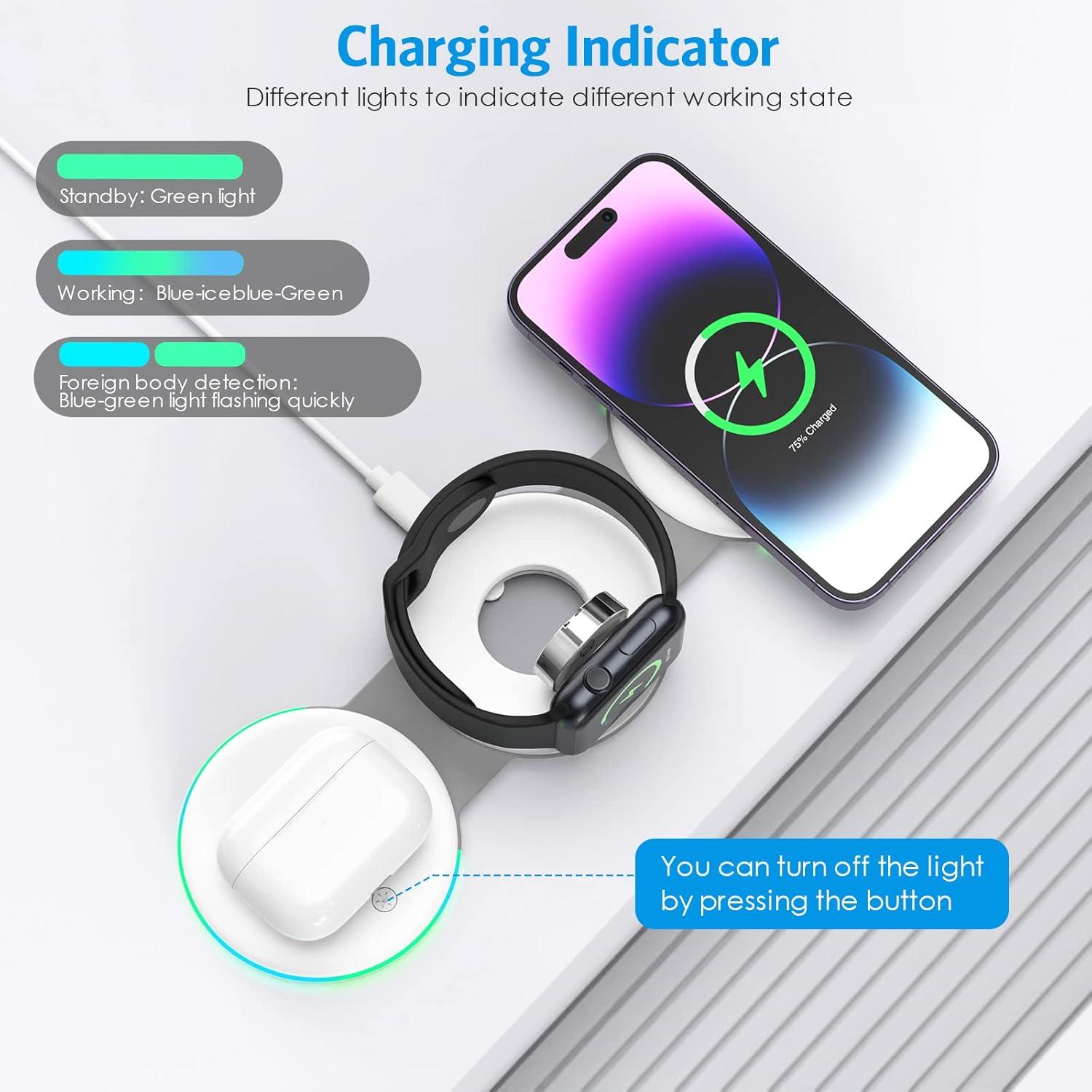 Cargador Inalámbrico 3 en 1 Criacr Plegable para iPhone y Apple Watch