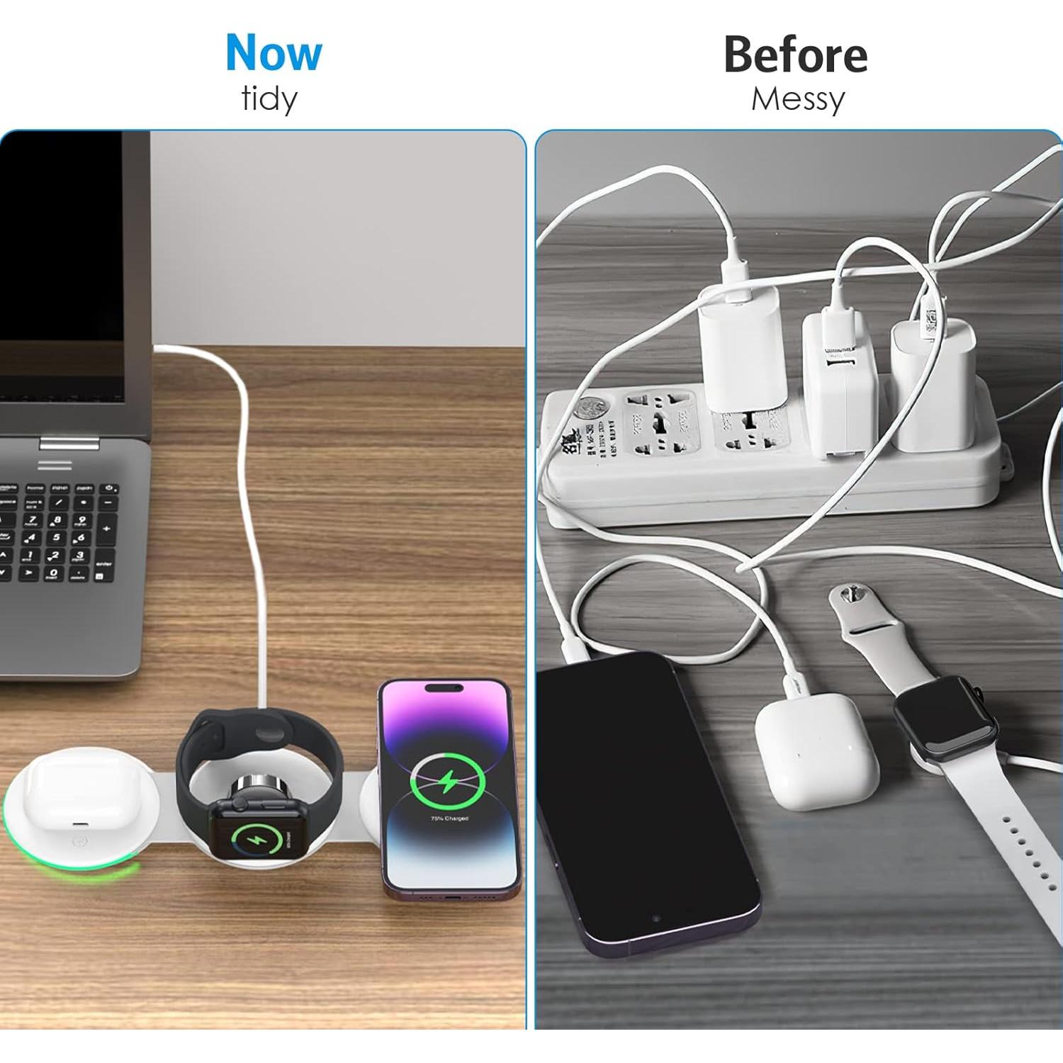 Cargador Inalámbrico 3 en 1 Criacr Plegable para iPhone y Apple Watch