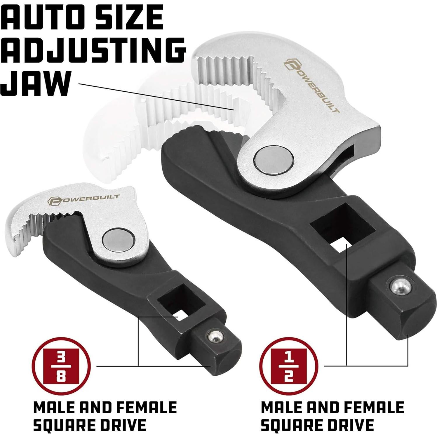 Juego de Llaves de Boca Abierta 2 Piezas Powerbuilt Ajustable