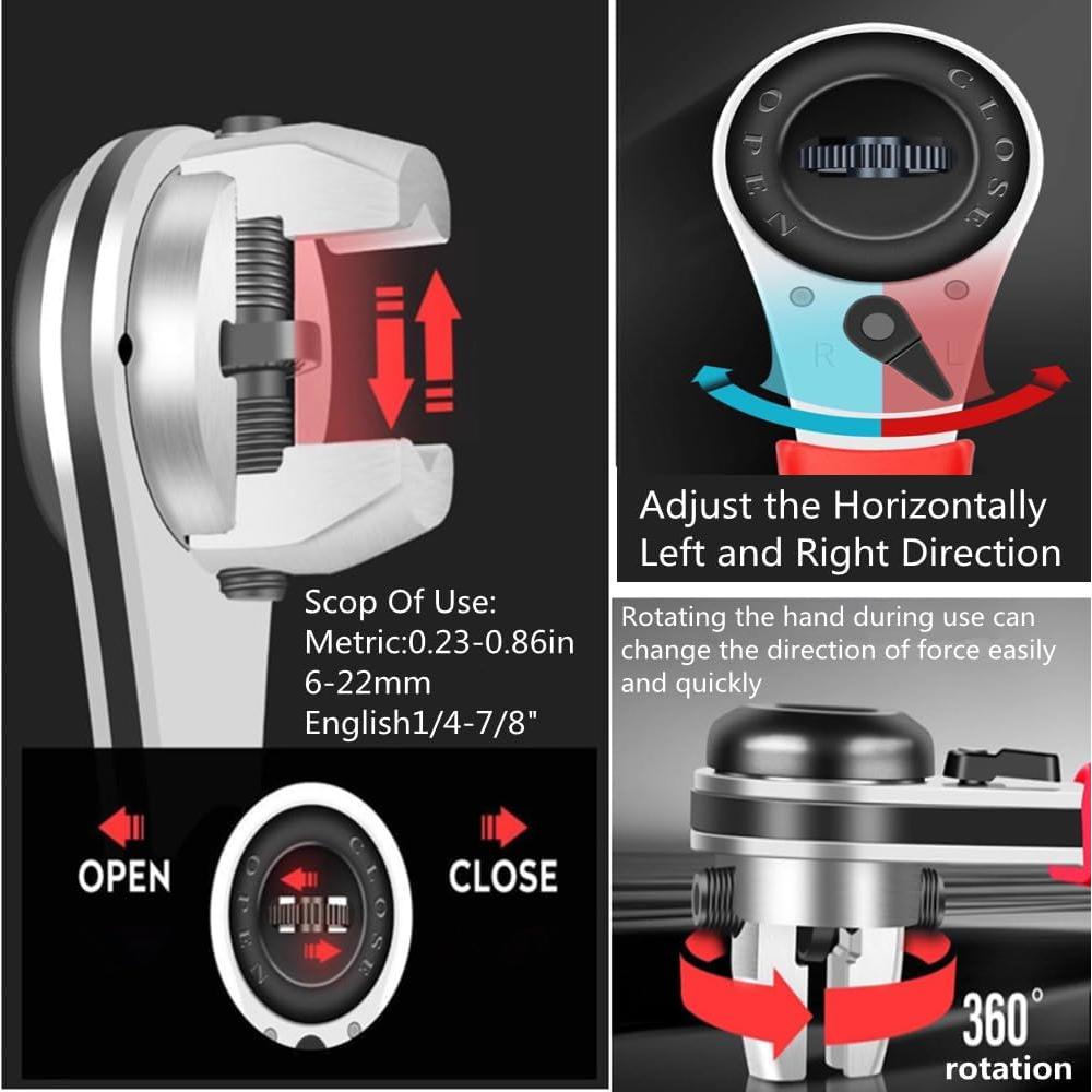 Llave de Carraca Ajustable Szhdxsy 20cm para Tornillos 6-22mm