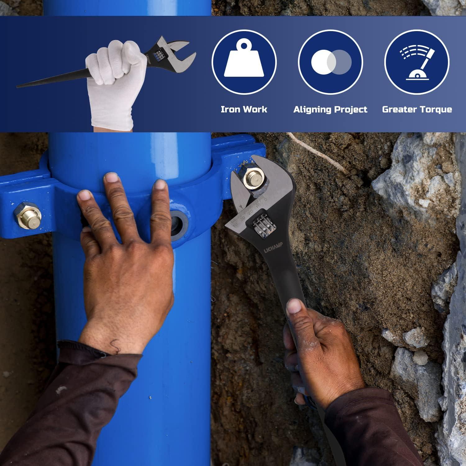 Llave Ajustable Lichamp 40.5 cm Acero Forjado Negro