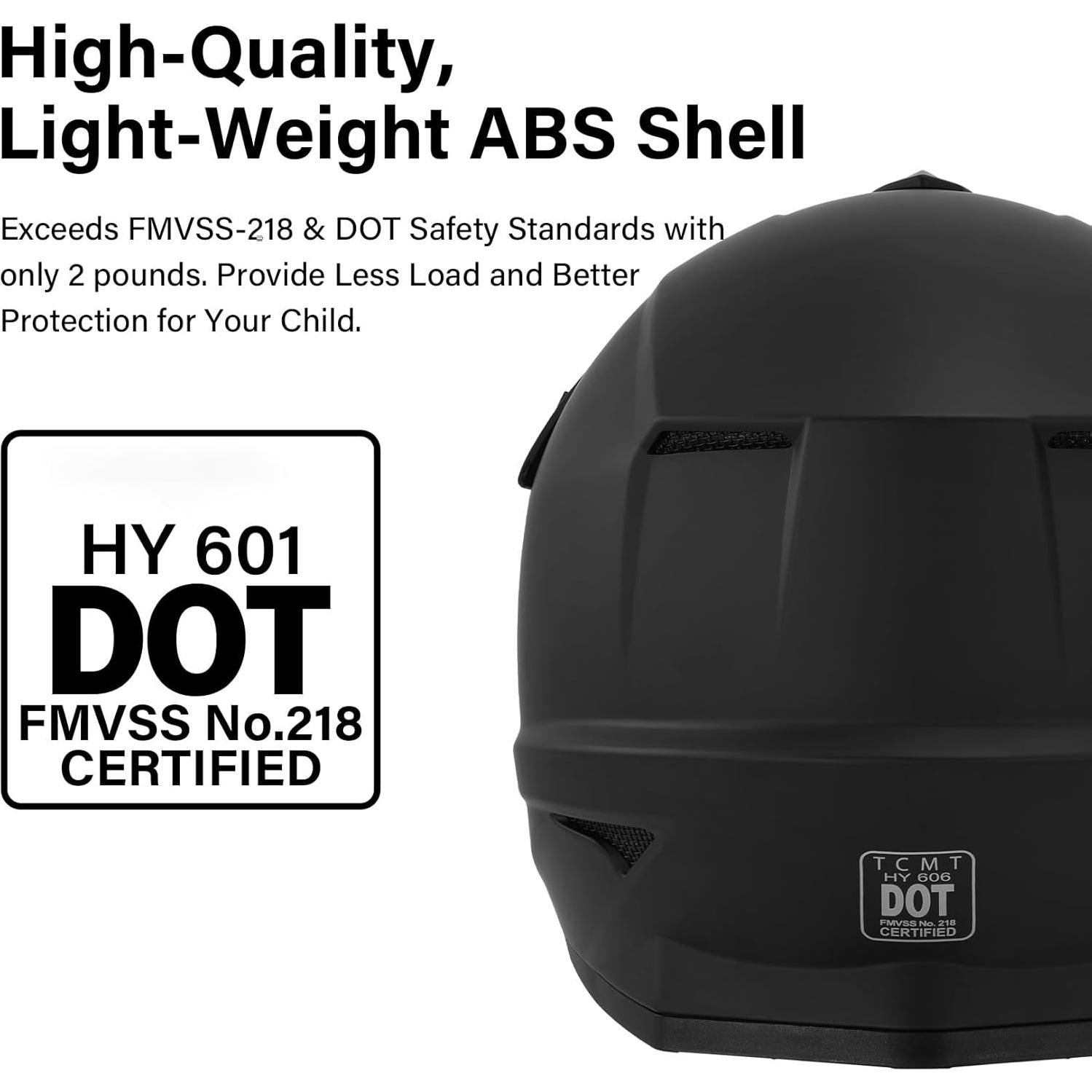 Casco SLMOTO DOT para Jóvenes Motocross Negro Mate Mediano