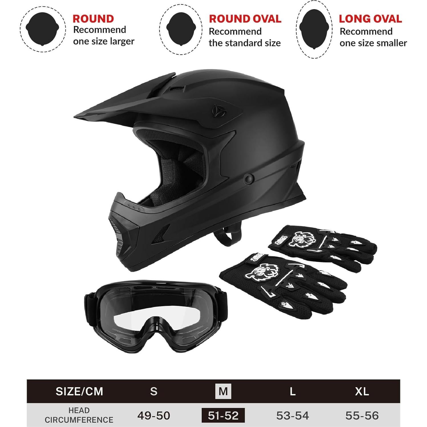 Casco SLMOTO DOT para Jóvenes Motocross Negro Mate Mediano