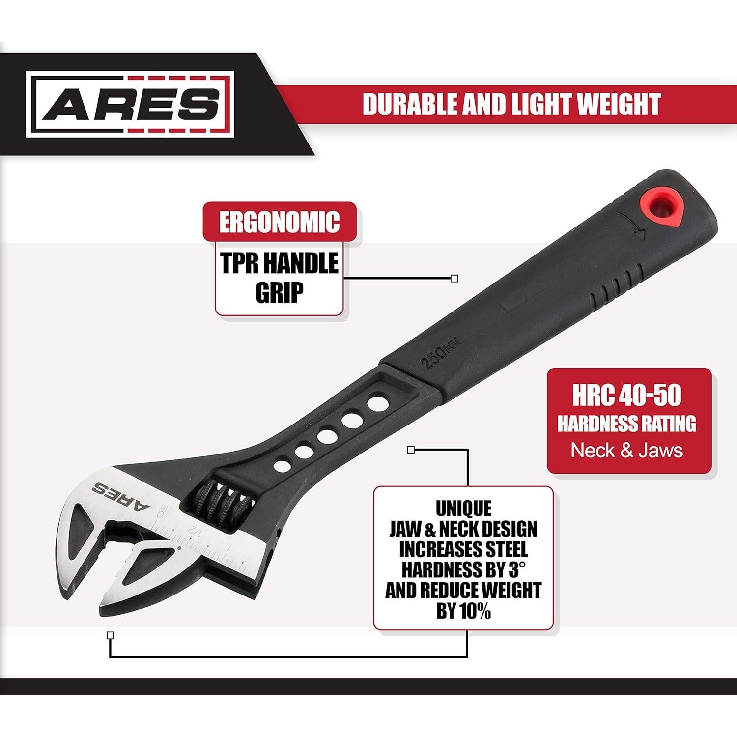 Llave Inglesa Ajustable ARES 79003 25.4cm Acero Vanadio TPR