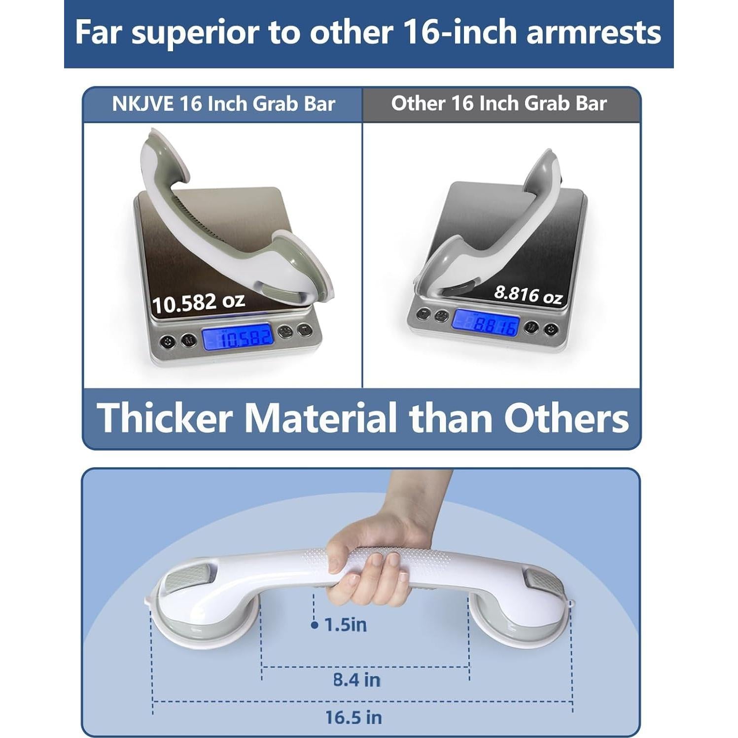 Paquete de 2 barras de agarre NKJVE 40.64 cm para baño