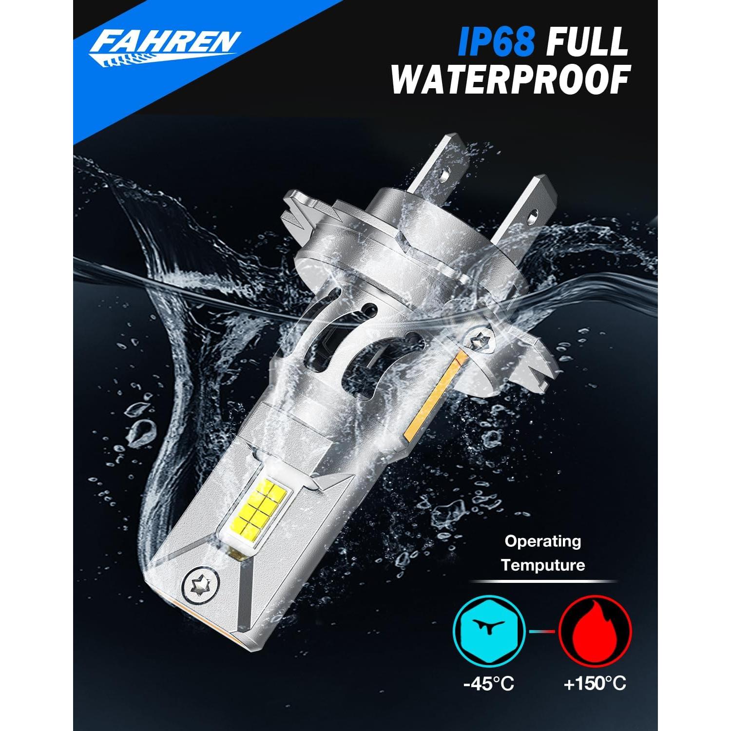 Bombillas LED H7 FAHREN 24000 Lúmenes 6500K IP68 - Paquete de 2