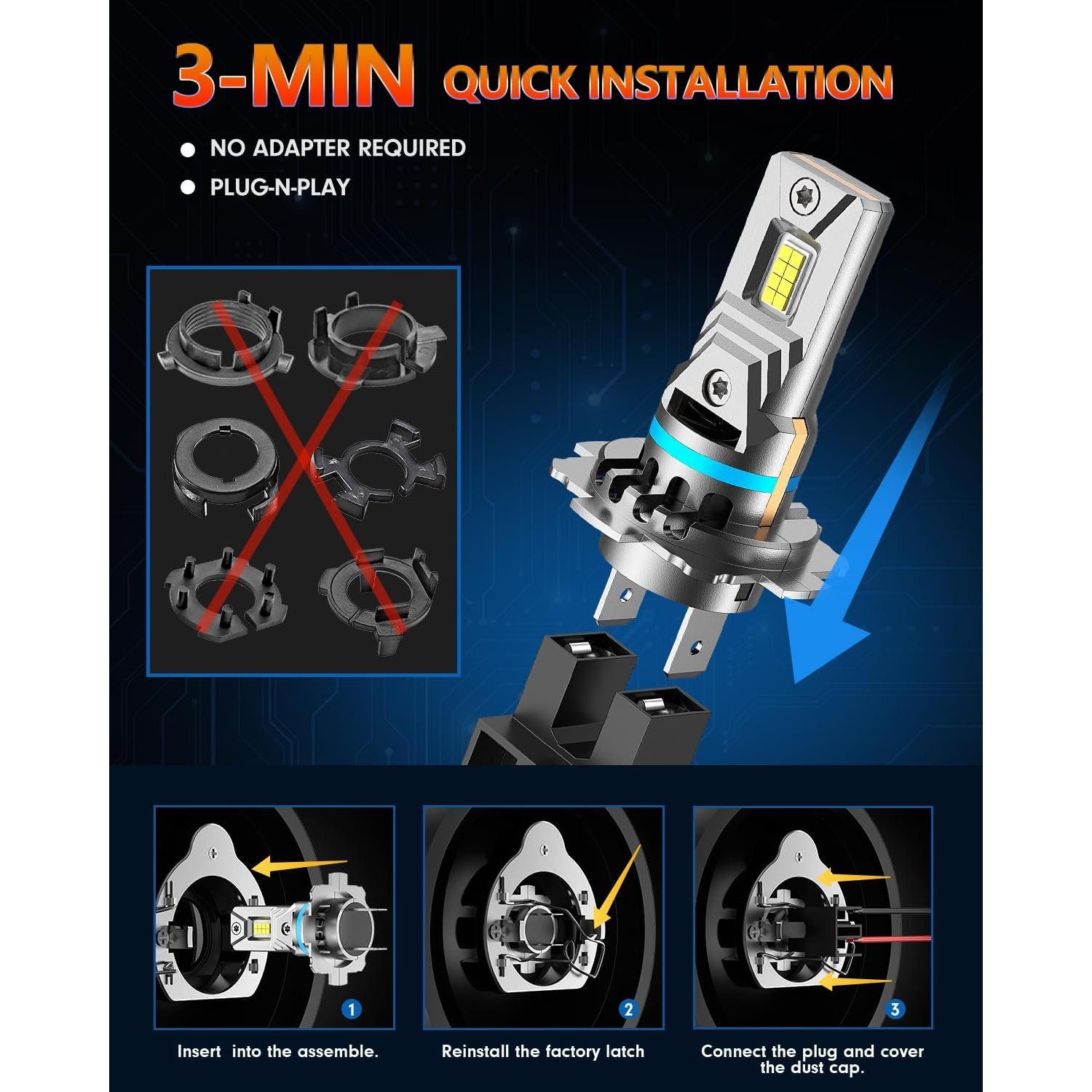 Bombillas H7 FAHREN 120W 40000LM 6500K Luz Niebla - Paquete de 2