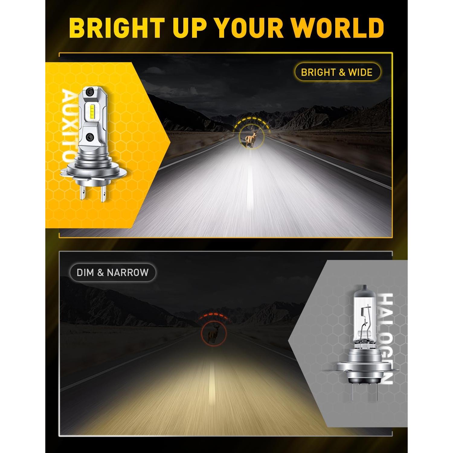 Bombillas LED H7 AUXITO 6500K 2 Piezas, Instalación Fácil