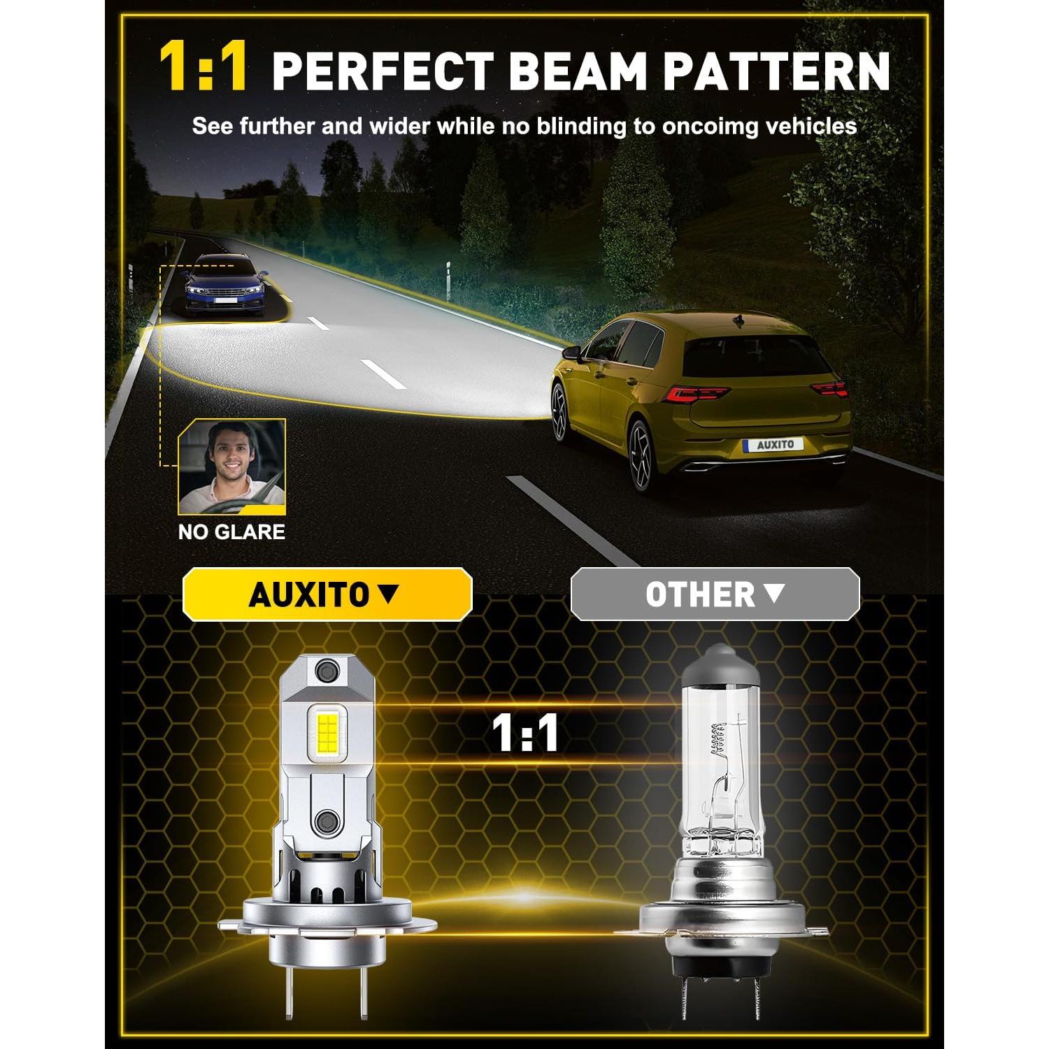 Bombillas LED H7 AUXITO 22000LM 6500K Ultra Brillo 2 Pzas