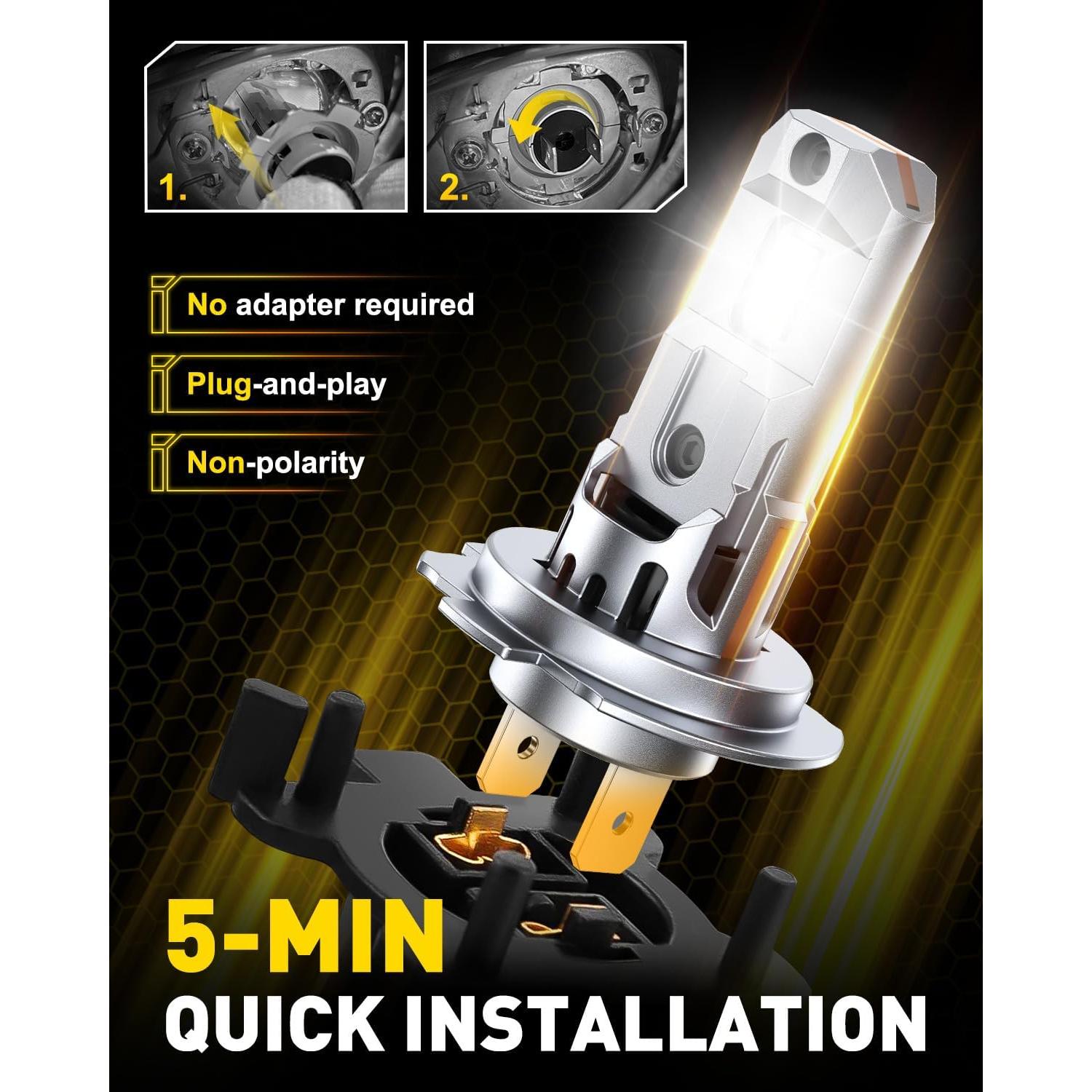 Bombillas LED H7 AUXITO 22000LM 6500K Ultra Brillo 2 Pzas