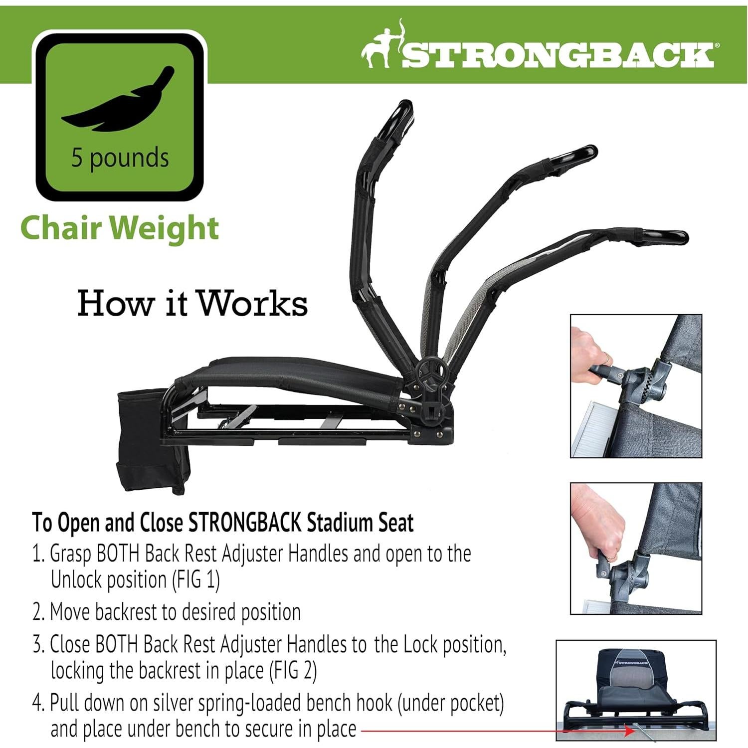 Asiento de Estadio STRONGBACK 410SC-BKGR con Soporte Lumbar