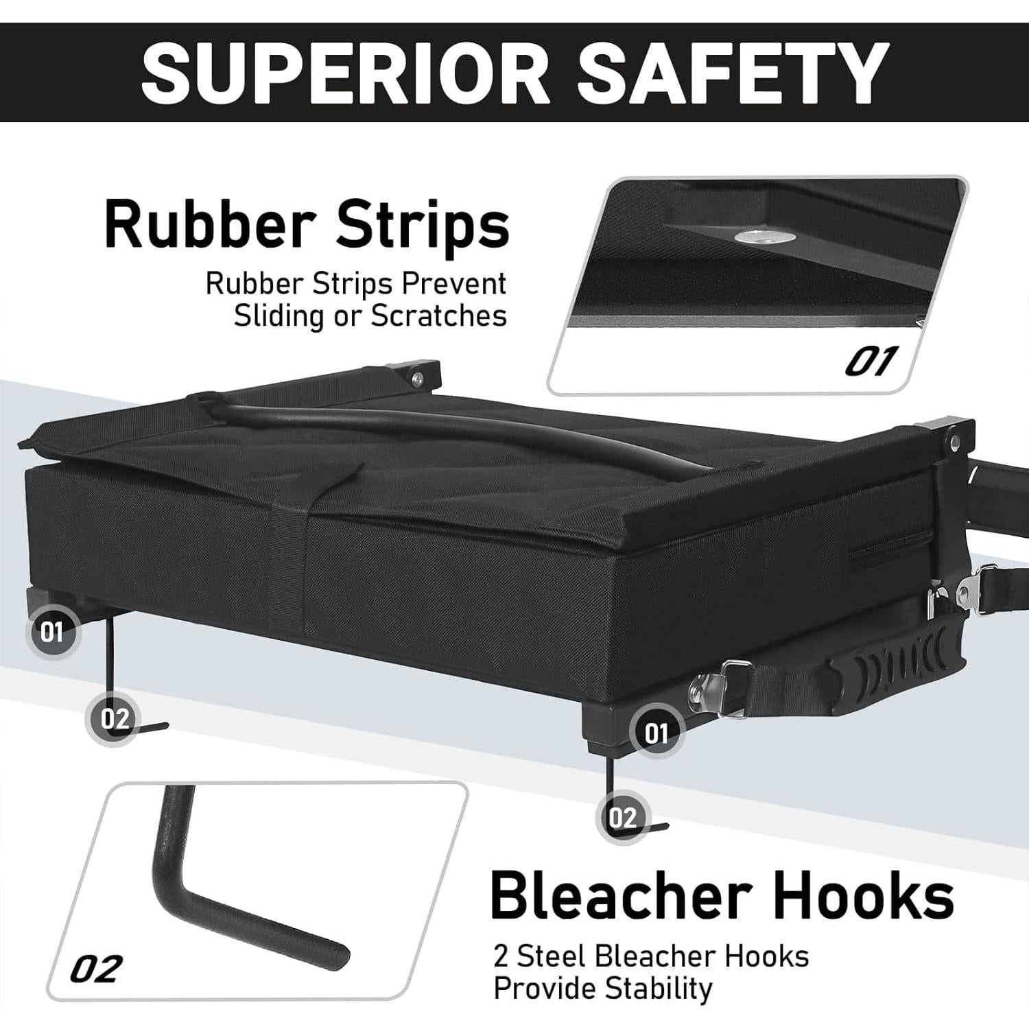 Asiento de Estadio Sheenive Plegable con Respaldo y Cojín 43.4x34.3cm