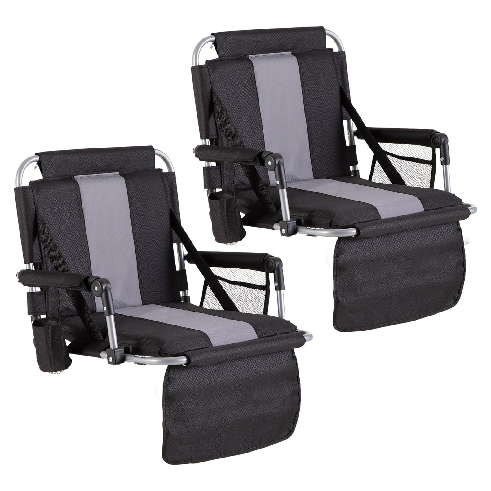 Asiento de Estadio Plegable GREEN PARTY con Reposabrazos y Portavasos