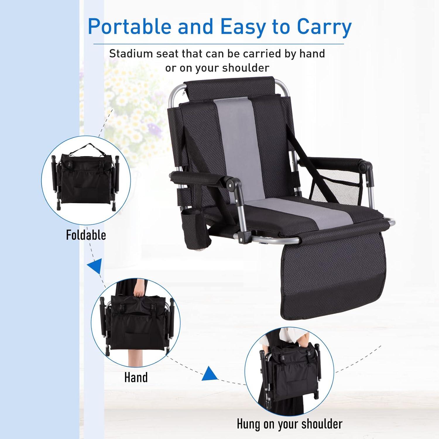 Asiento de Estadio Plegable GREEN PARTY con Reposabrazos y Portavasos