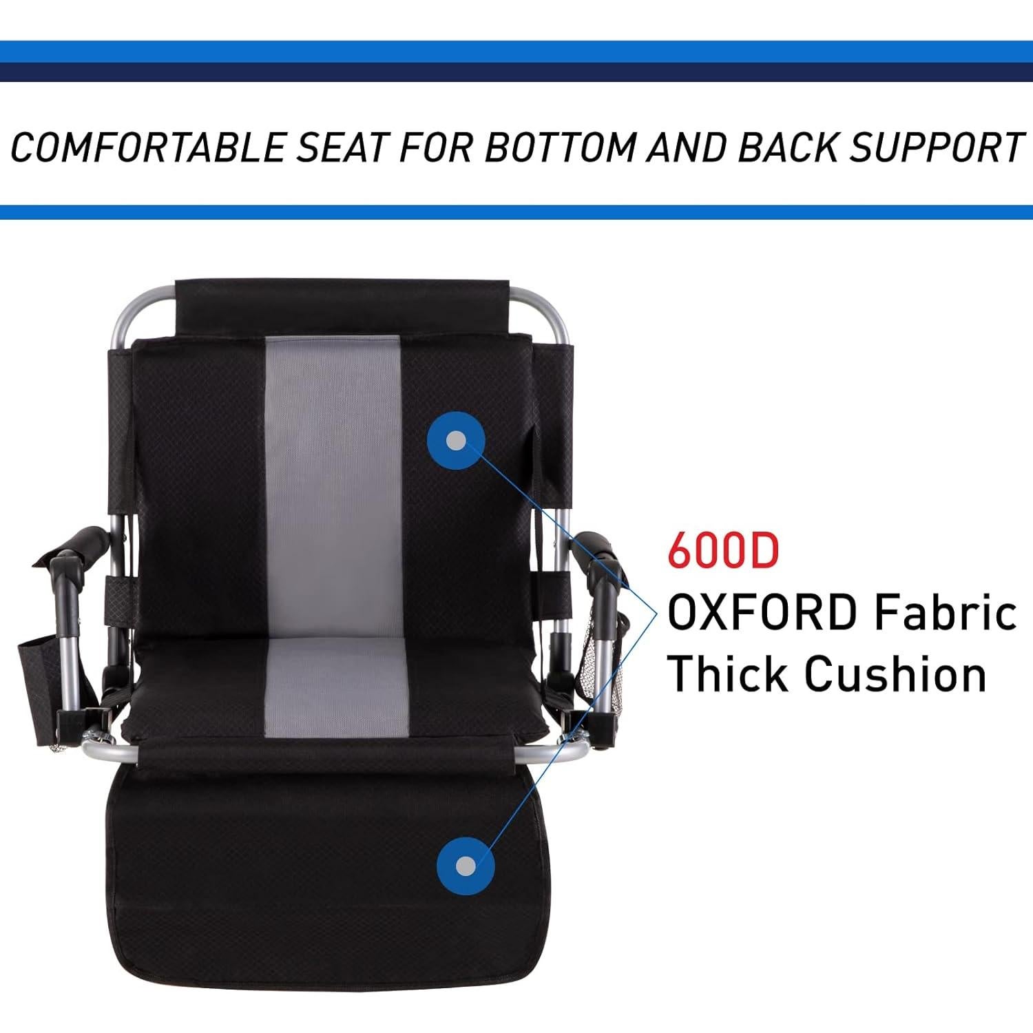 Asiento de Estadio Plegable GREEN PARTY con Reposabrazos y Portavasos