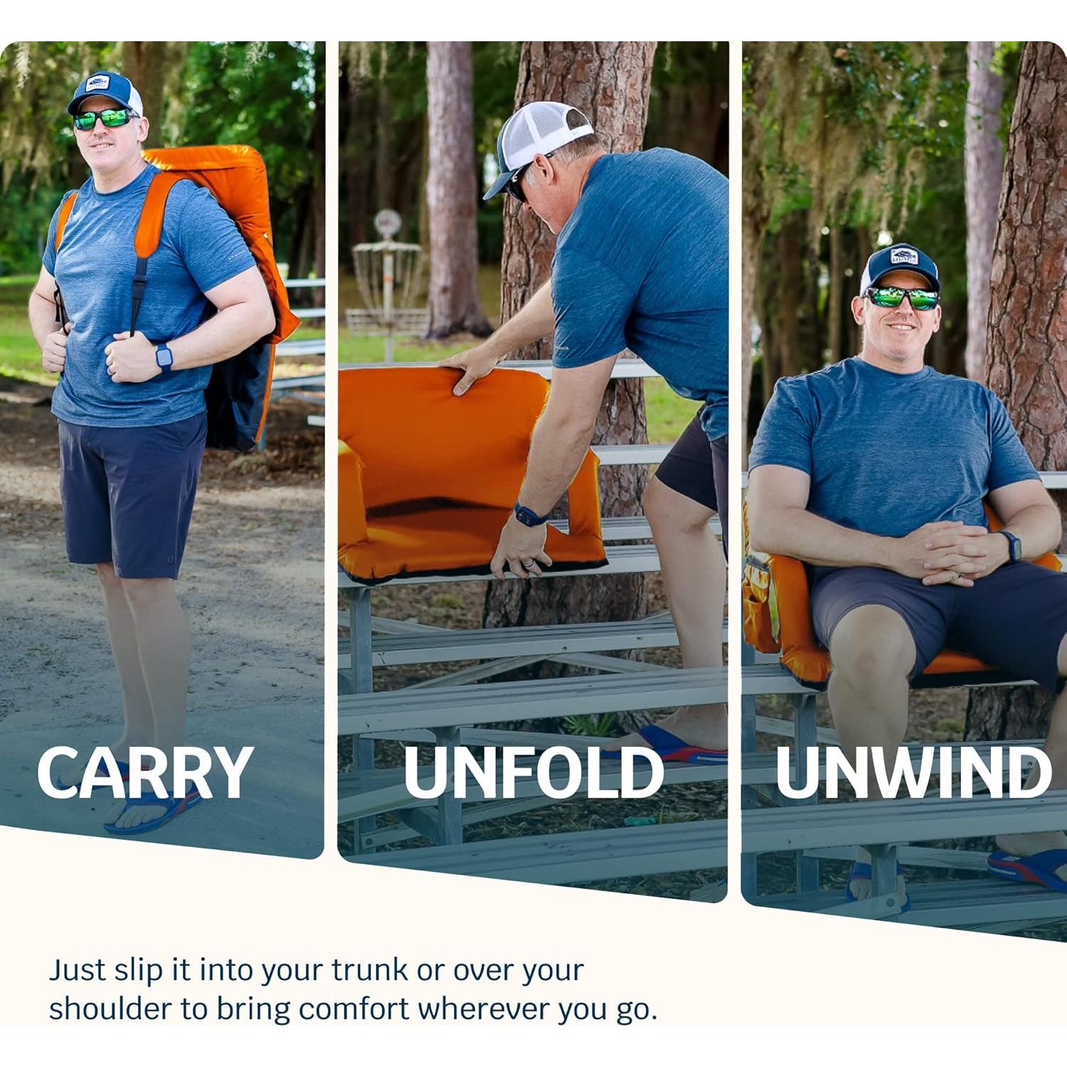 Silla de Estadio Alpcour Plegable Naranja con Reposabrazos y 6 Posiciones