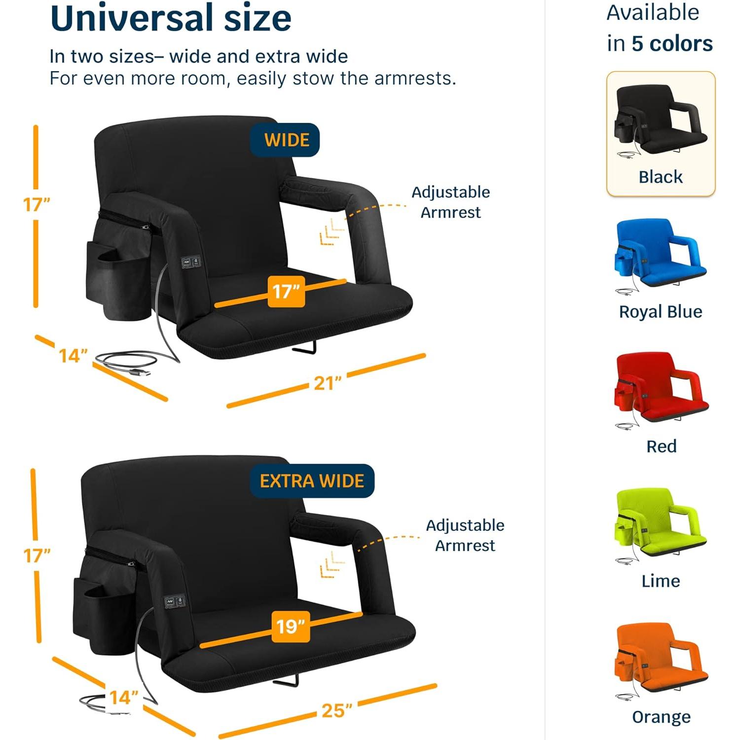 Asiento de Estadio Alpcour con Calefacción y Masaje 63.5 cm