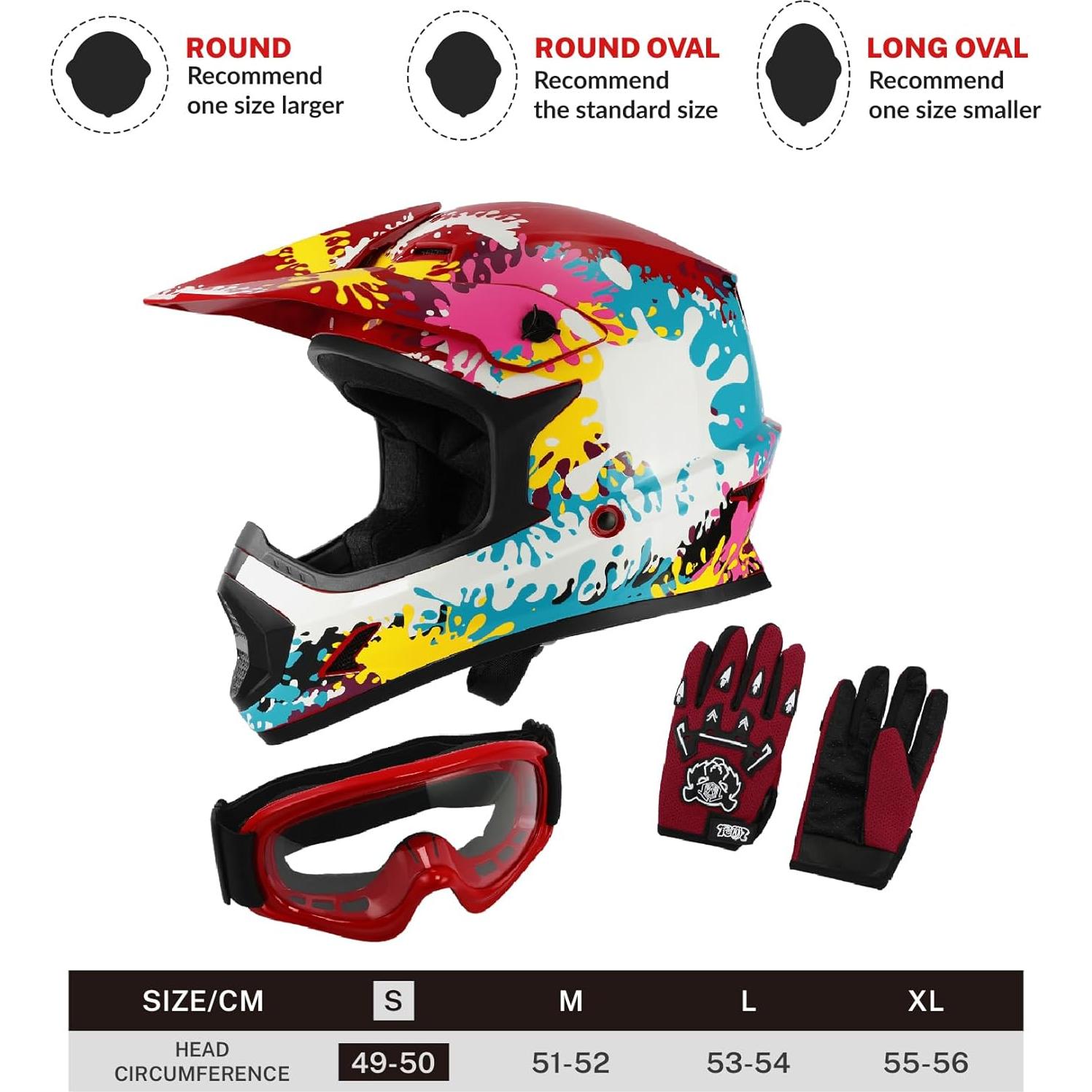 SLMOTO Casco de Motocross para Niños DOT Spray Graffiti