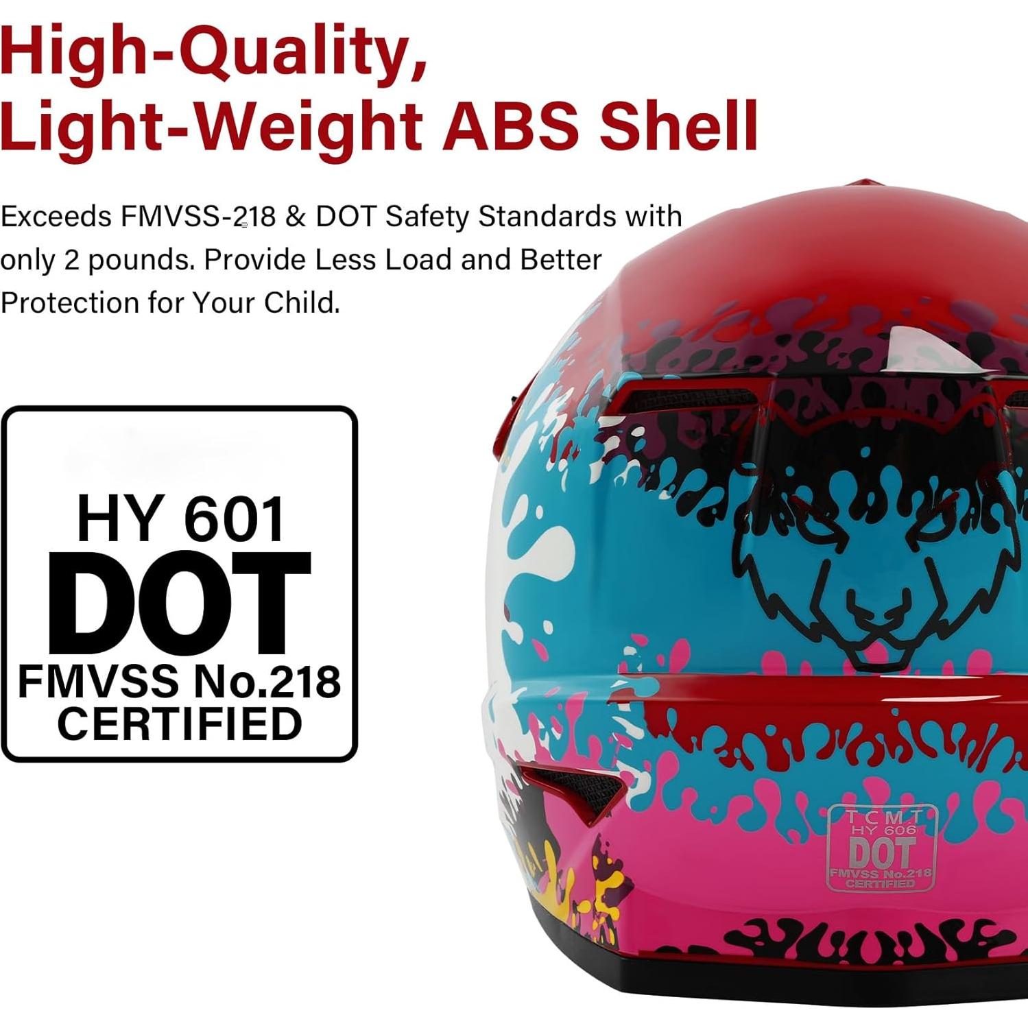 SLMOTO Casco de Motocross para Niños DOT Spray Graffiti