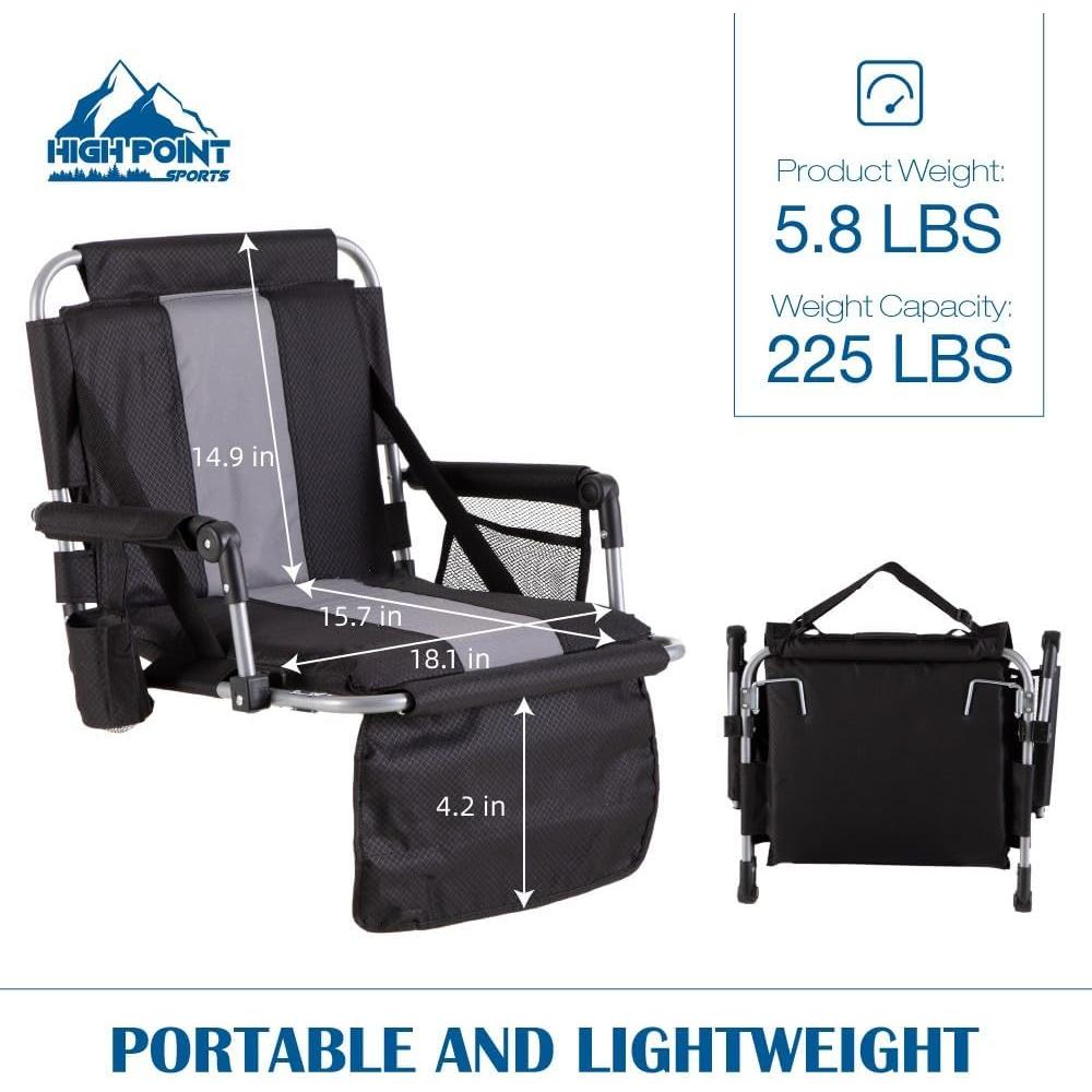 Asiento Plegable de Estadio HIGH POINT SPORTS Acolchado 102 kg