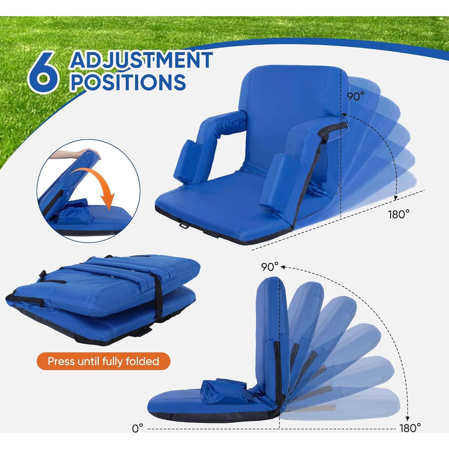 Silla de Estadio Plegable FANTAWESO Azul 63.5 cm 6 Reclinaciones